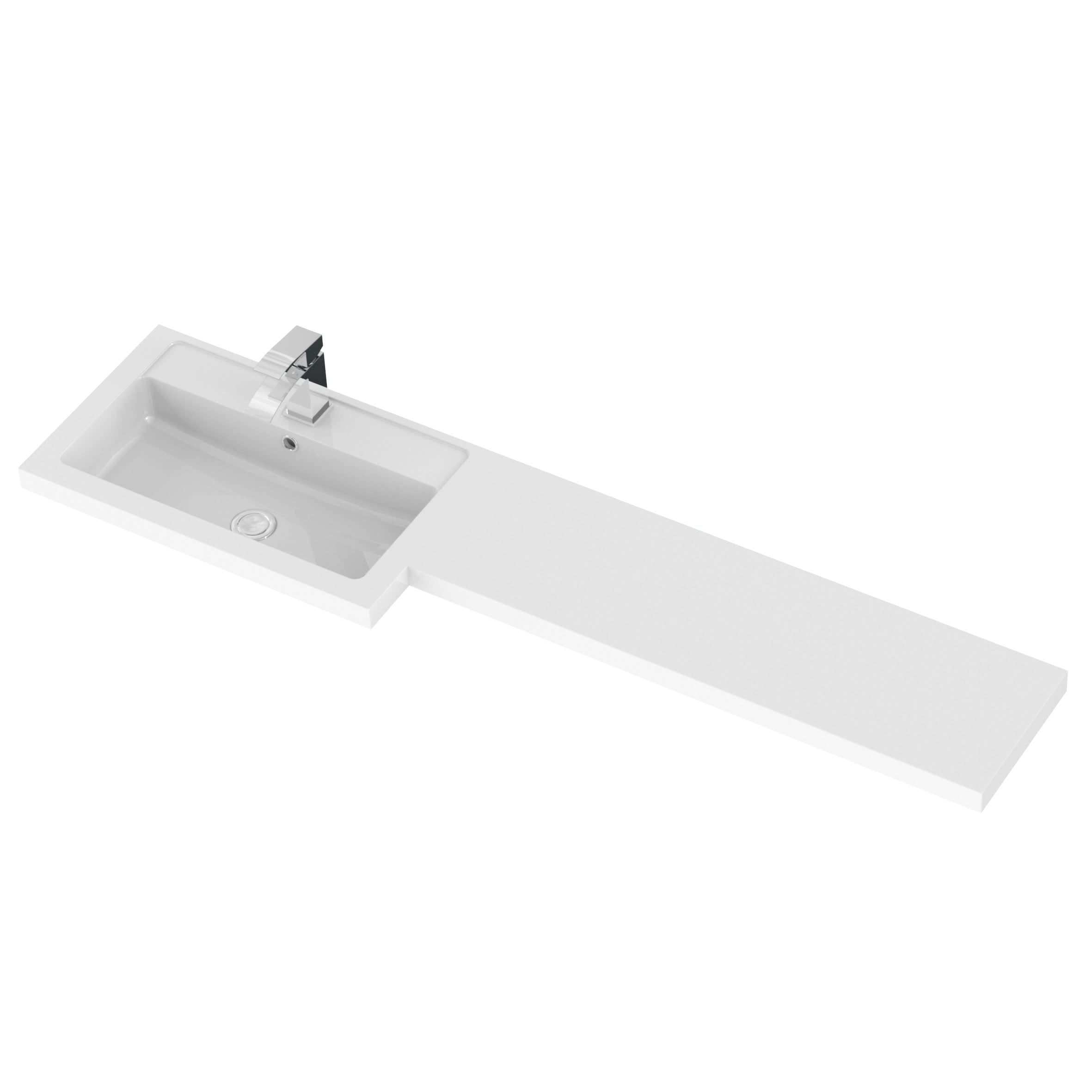 Hudson Reed Fusion Floor Standing 3 Door Vanity Basin & WC Left Hand Combination, Bathroom Storage Unit, Gloss Grey, 1500mm