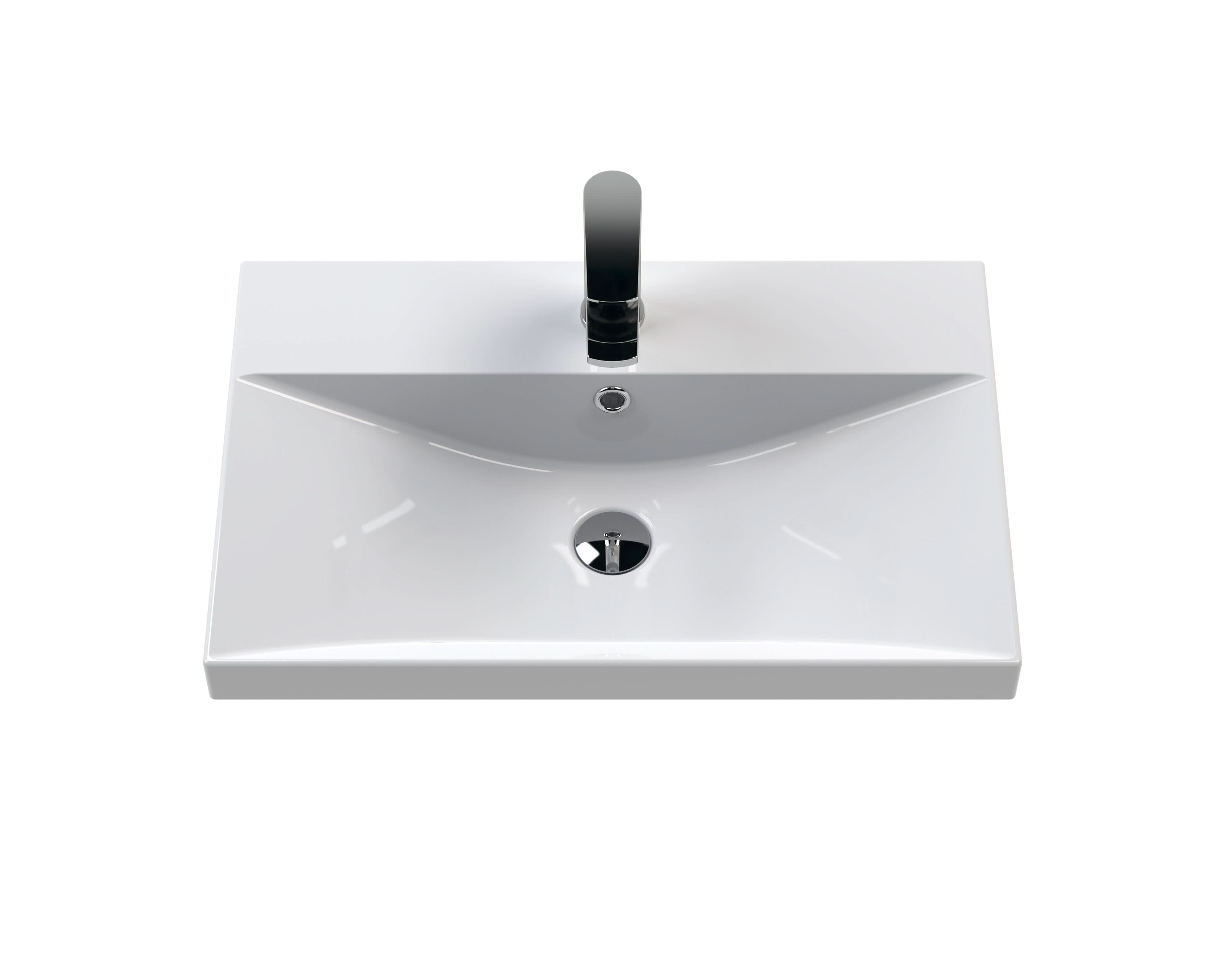 Hudson Reed Fluted Wall Hung 1-Drawer Vanity and Thin-Edge Basin, Contemporary Sink Vanity Unit, Satin Grey, 600mm