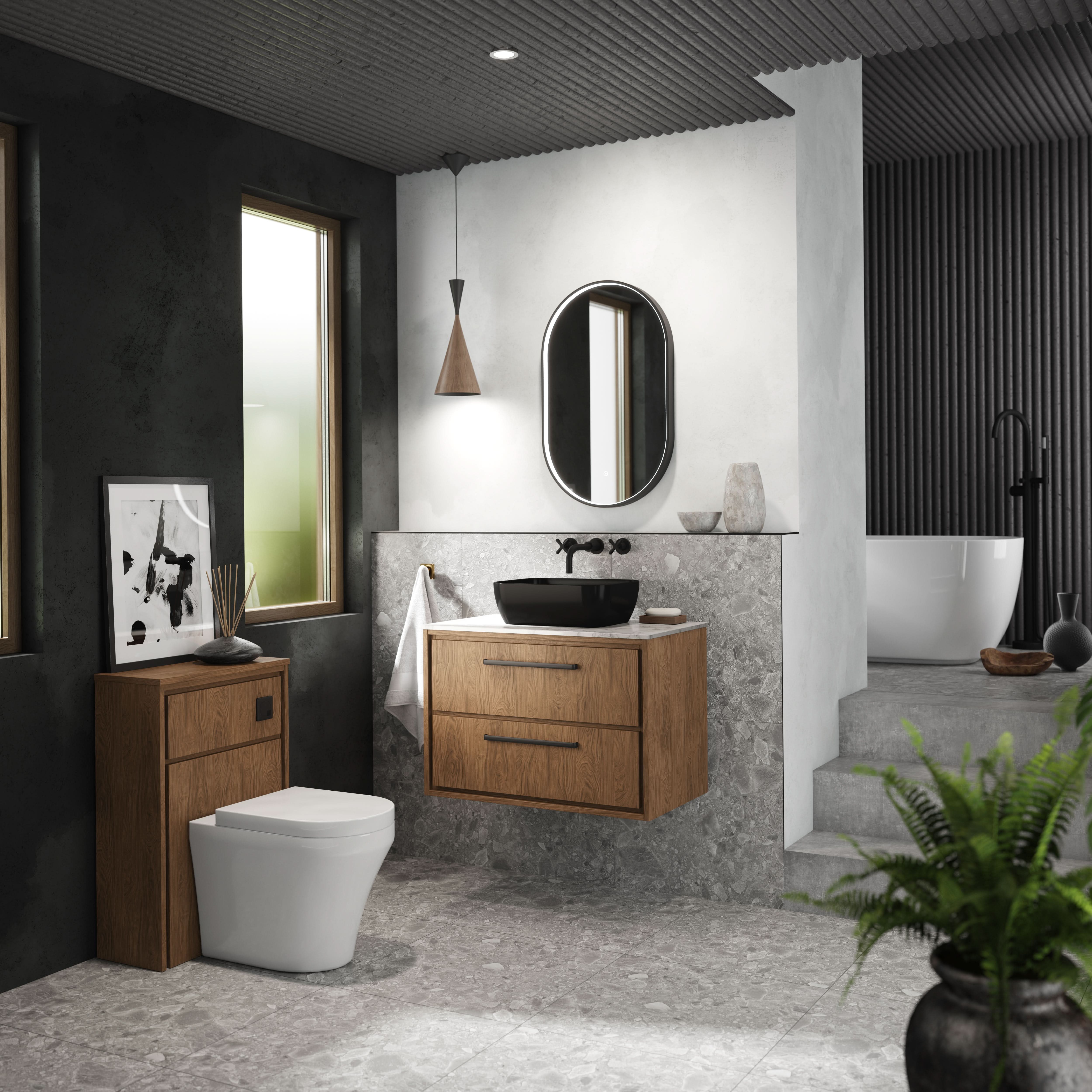 Hudson Reed Lille Countertop Vanity Unit with Marble Worktop, Durable Bathroom Furniture, Luxury Double Drawer Modern Vanity Unit for Designer Bathrooms, 800mm