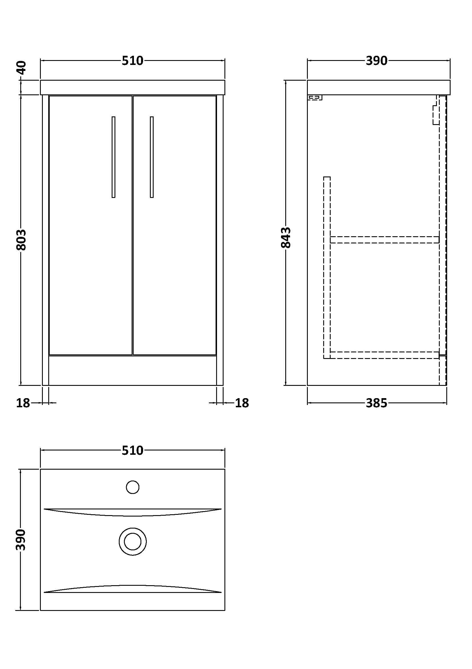 Hudson Reed Juno Floor Standing 2-Door Vanity & Mid-Edge 1 Tap Hole Basin, Premium Sink Vanity Unit, Autumn Oak, 500mm