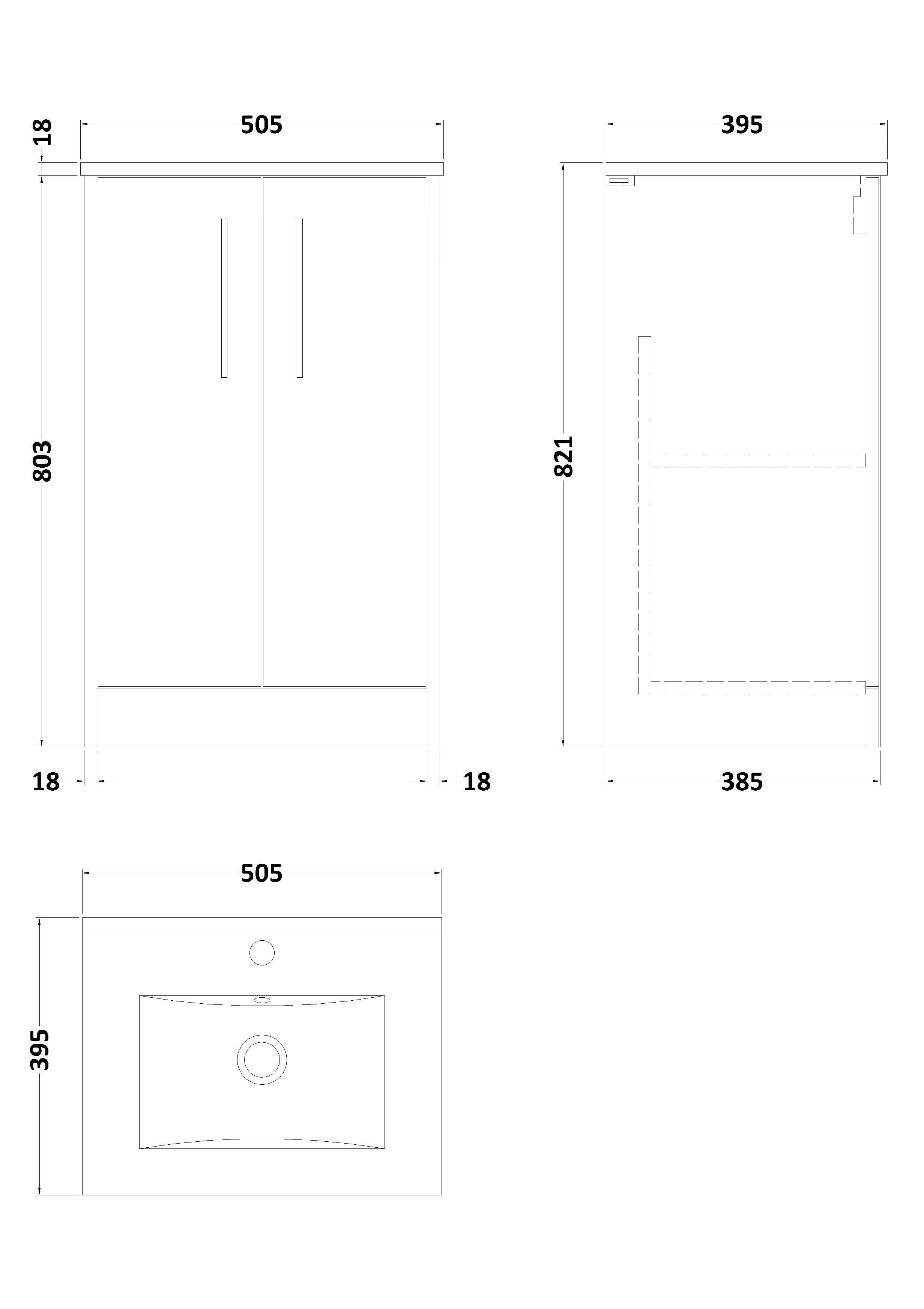 Hudson Reed Juno Floor Standing 2-Door Vanity & Minimalist 1 Tap Hole Basin, Premium Sink Vanity Unit, Autumn Oak, 500mm