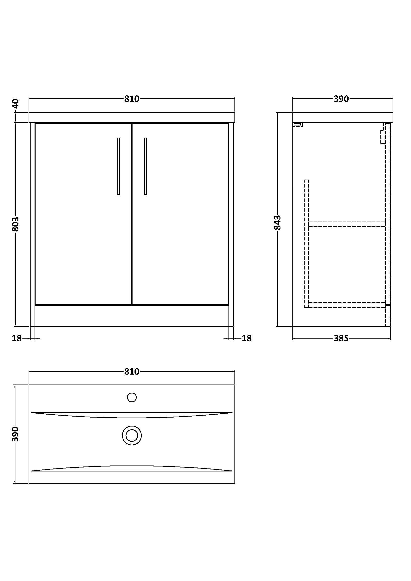 Hudson Reed Juno Floor Standing 2-Door Vanity & Mid-Edge 1 Tap Hole Basin, Premium Sink Vanity Unit, Autumn Oak, 800mm