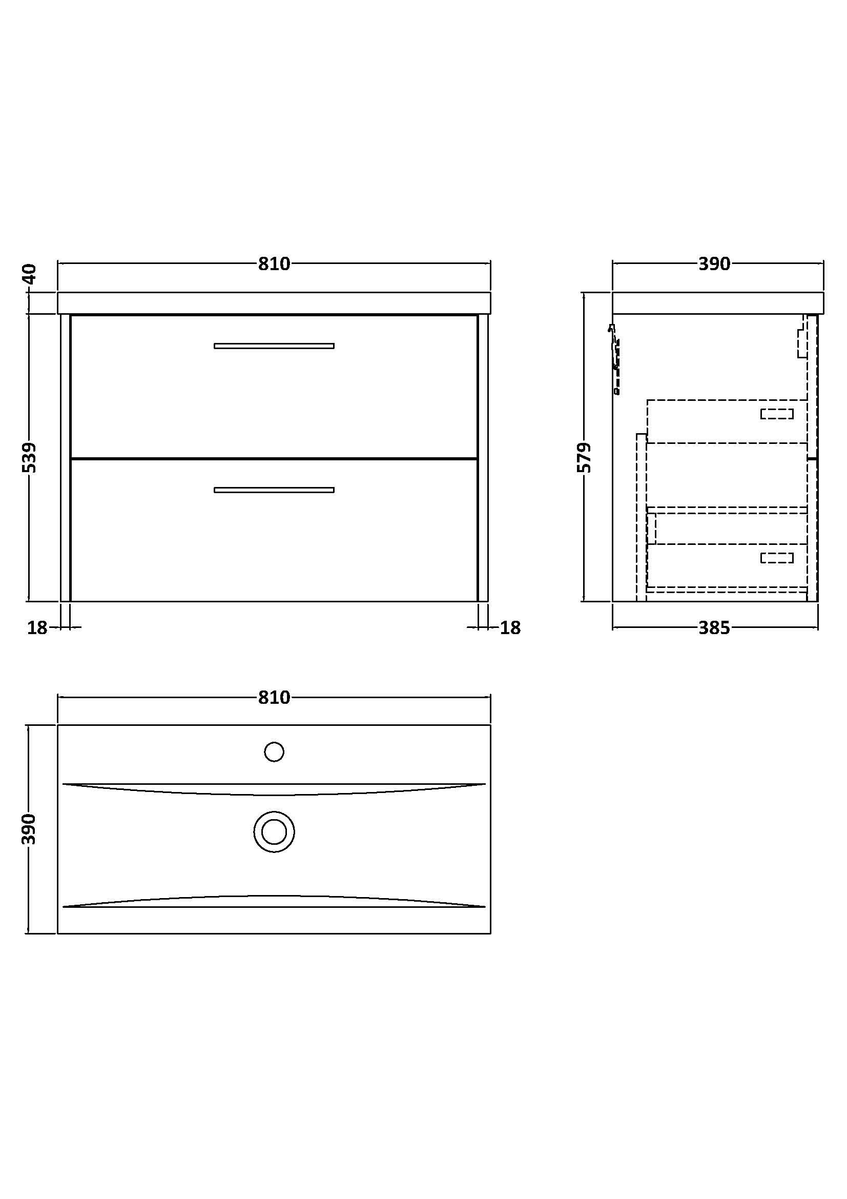 Hudson Reed Juno Wall Hung 2-Drawer Vanity & Mid-Edge 1 Tap Hole Basin, Contemporary Sink Vanity Unit, Autumn Oak, 800mm