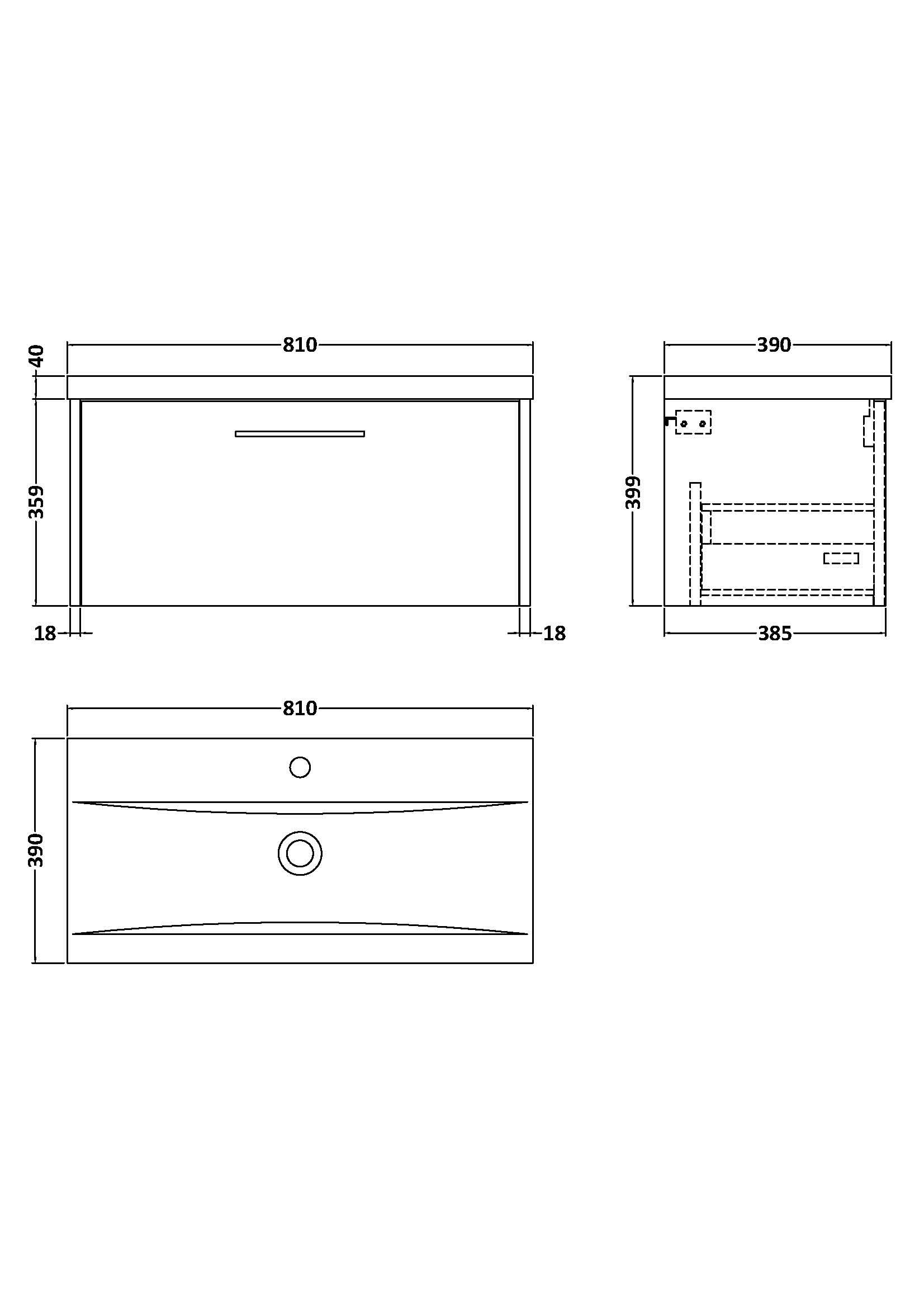 Hudson Reed Juno Wall Hung 1-Drawer Vanity and Mid-Edge 1 Tap Hole Basin, Timeless Sink Vanity Unit, Coastal Grey, 800mm