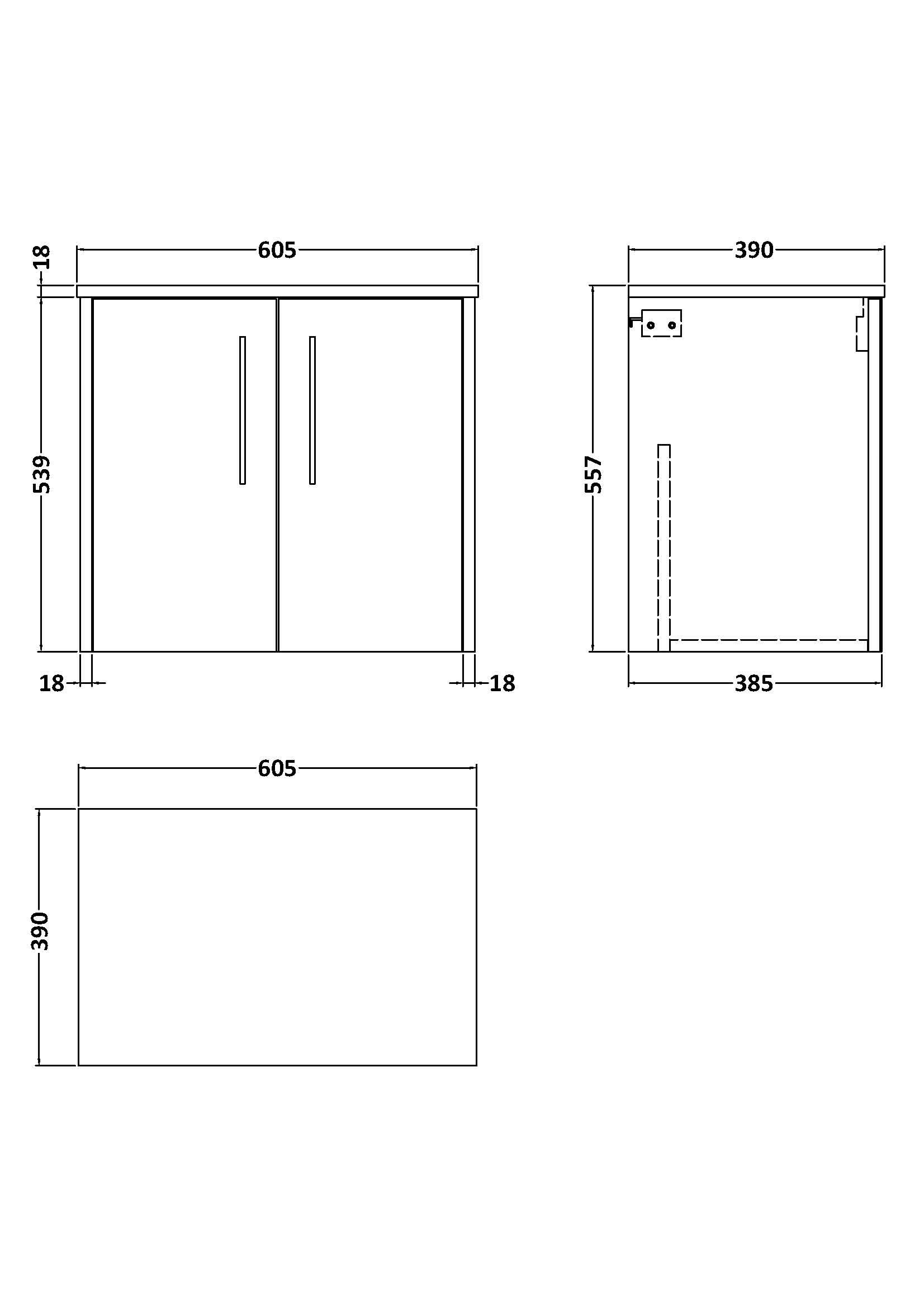 Hudson Reed Juno Wall Hung 2-Door Vanity Unit & Metallic Slate Worktop, Countertop Basin Unit in Metallic Slate, 600mm