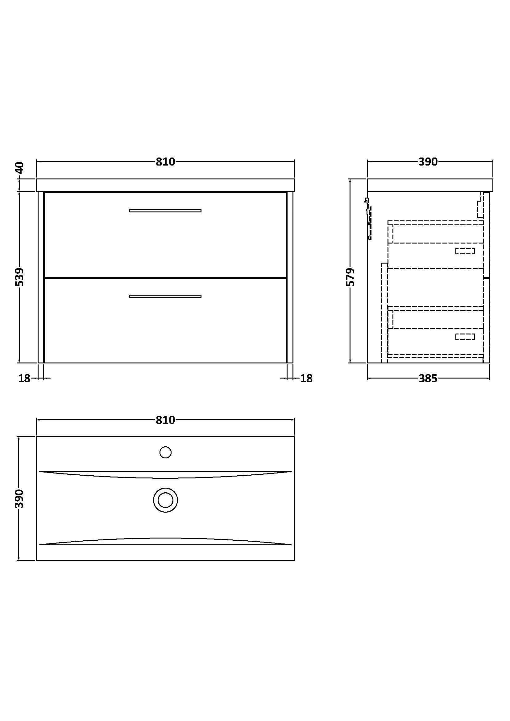 Hudson Reed Juno Wall Hung 2-Drawer Vanity and Mid-Edge 1 Tap Hole Basin, Refined Sink Vanity Unit, Metallic Slate, 800mm
