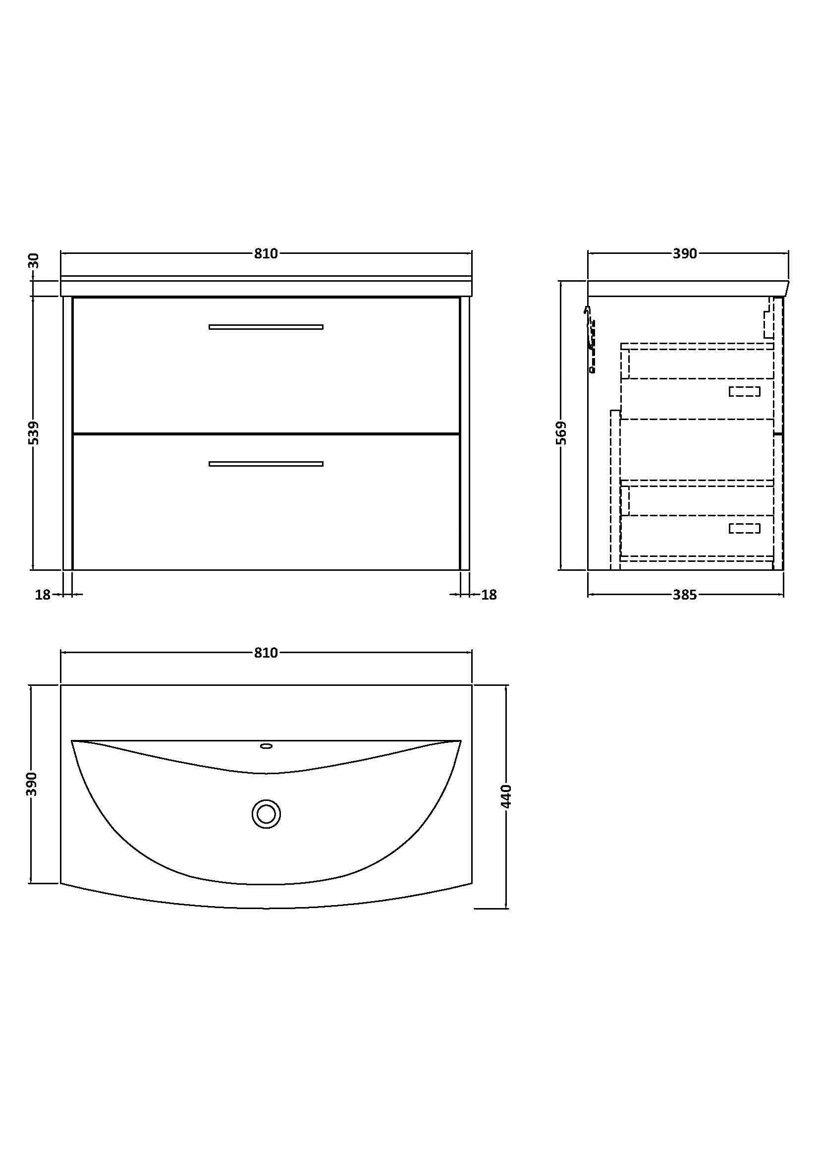 Hudson Reed Juno Wall Hung 2-Drawer Vanity and Curved 1 Tap Hole Basin, Refined Sink Vanity Unit, Metallic Slate, 800mm