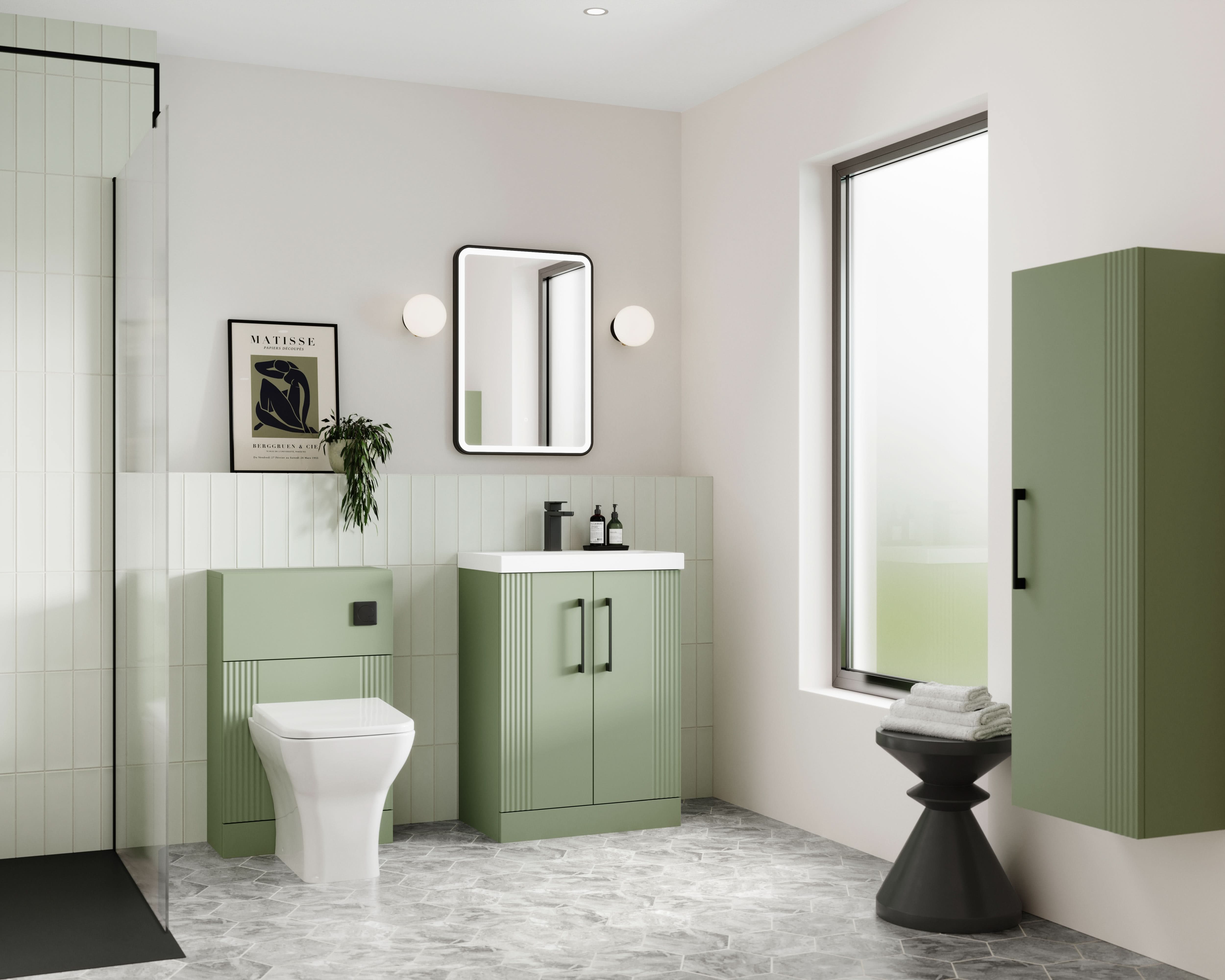 Nuie Deco 2 Door Floorstanding Vanity Unit With Basin-2 600mm Wide