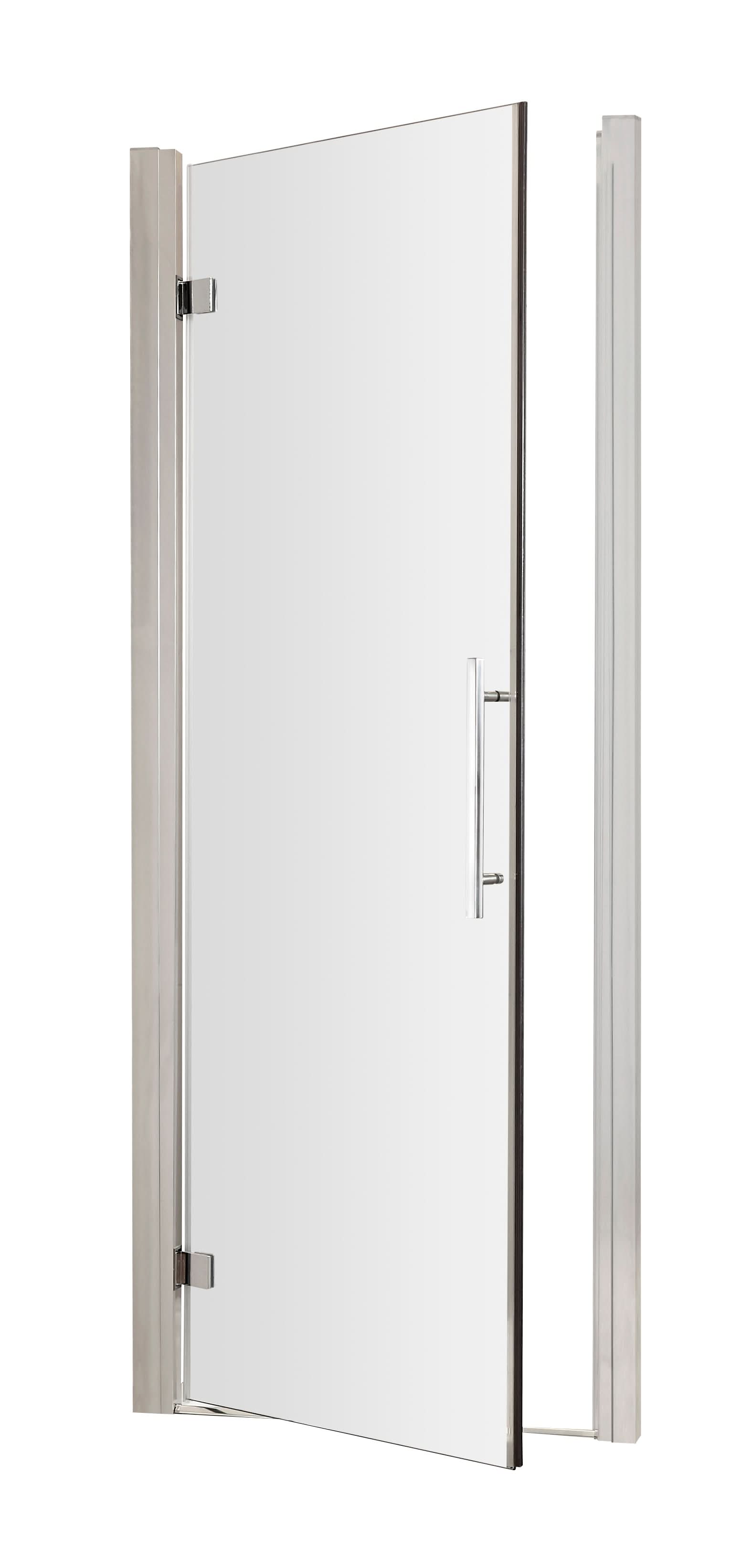 Hudson Reed Apex Hinged Shower Door, Durable Toughened Glass Shower Door with Frame & Minimalist T-Bar in Chrome, 760mm