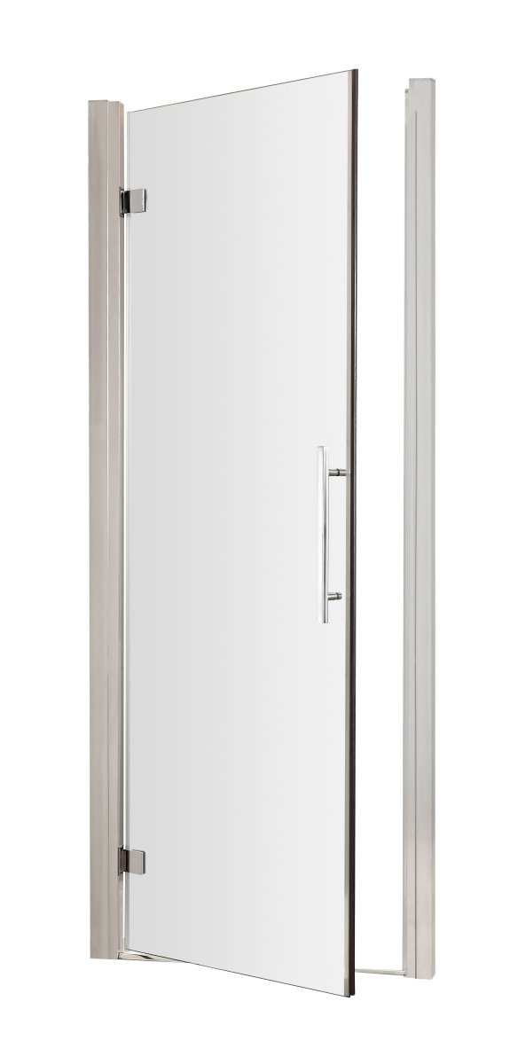 Hudson Reed Apex Hinged Shower Door, Durable Toughened Glass Shower Door with Frame & Minimalist T-Bar in Chrome, 760mm