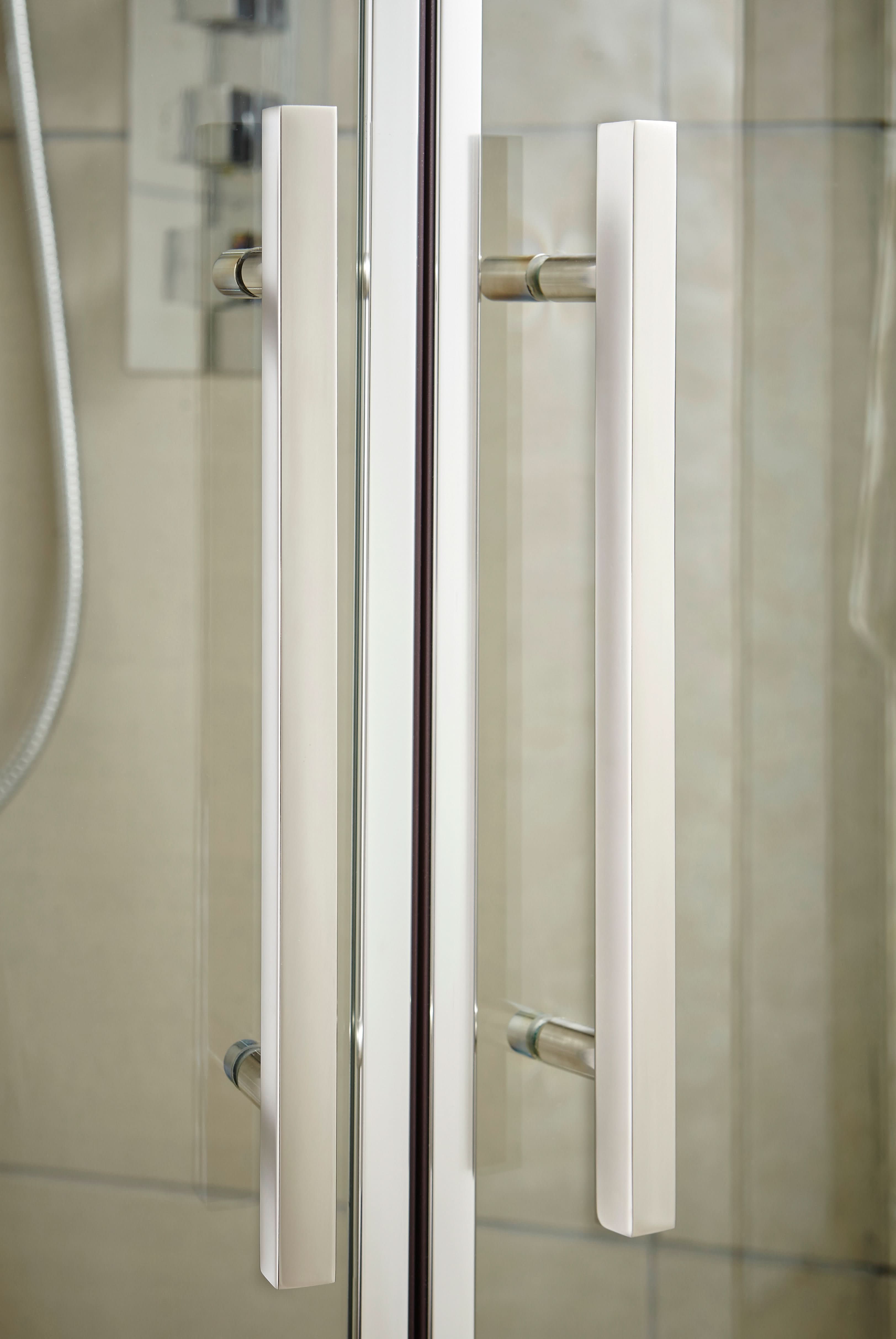 Hudson Reed Apex Hinged Shower Door, Durable Toughened Glass Shower Door with Frame & Minimalist T-Bar in Chrome, 800mm