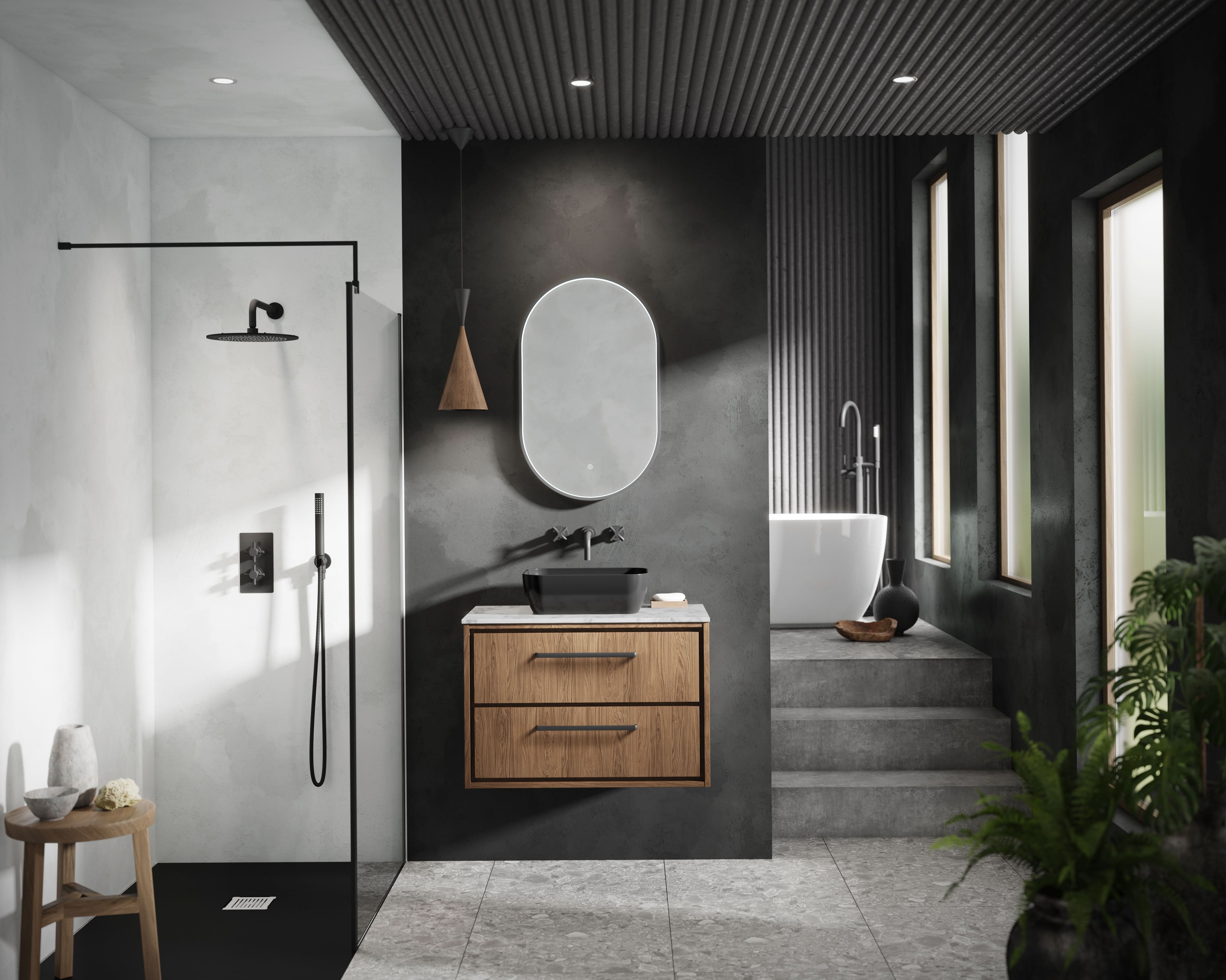 Hudson Reed Lille Countertop Vanity Unit with Marble Worktop, Durable Bathroom Furniture, Luxury Double Drawer Modern Vanity Unit for Designer Bathrooms, 800mm