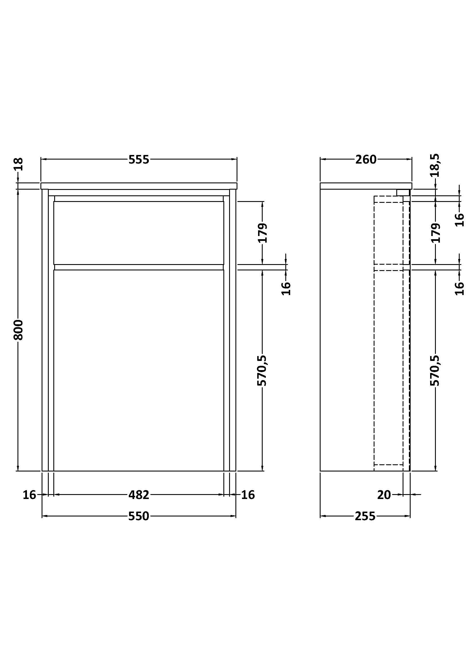 Hudson Reed Lille Floor Standing WC Unit, Modern Bathroom Furniture in Bleached Oak Finish, 550mm (255 Deep)