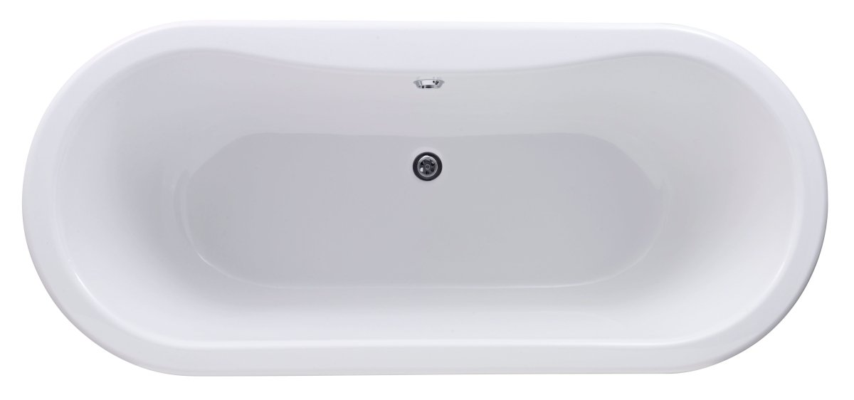 Old London Kingsbury Freestanding Bath Tub with Deacon Leg Set, Durable Double Ended Traditional Bathroom Style in White, 1700mm