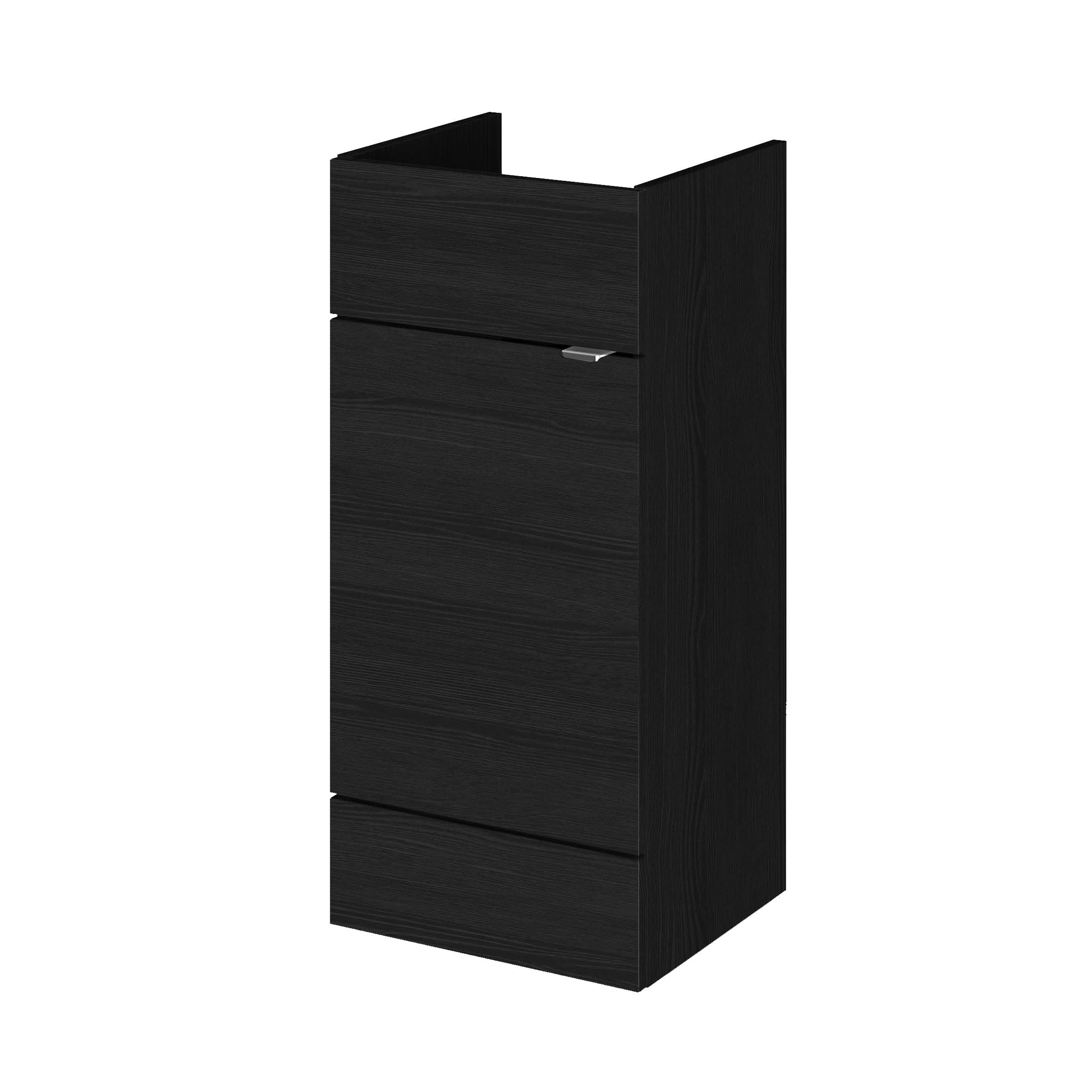 Hudson Reed Fusion Floor Standing Vanity Unit, Modern 1 Soft Close Door Compact Storage Bathroom Sink Unit in Charcoal Black, 400mm