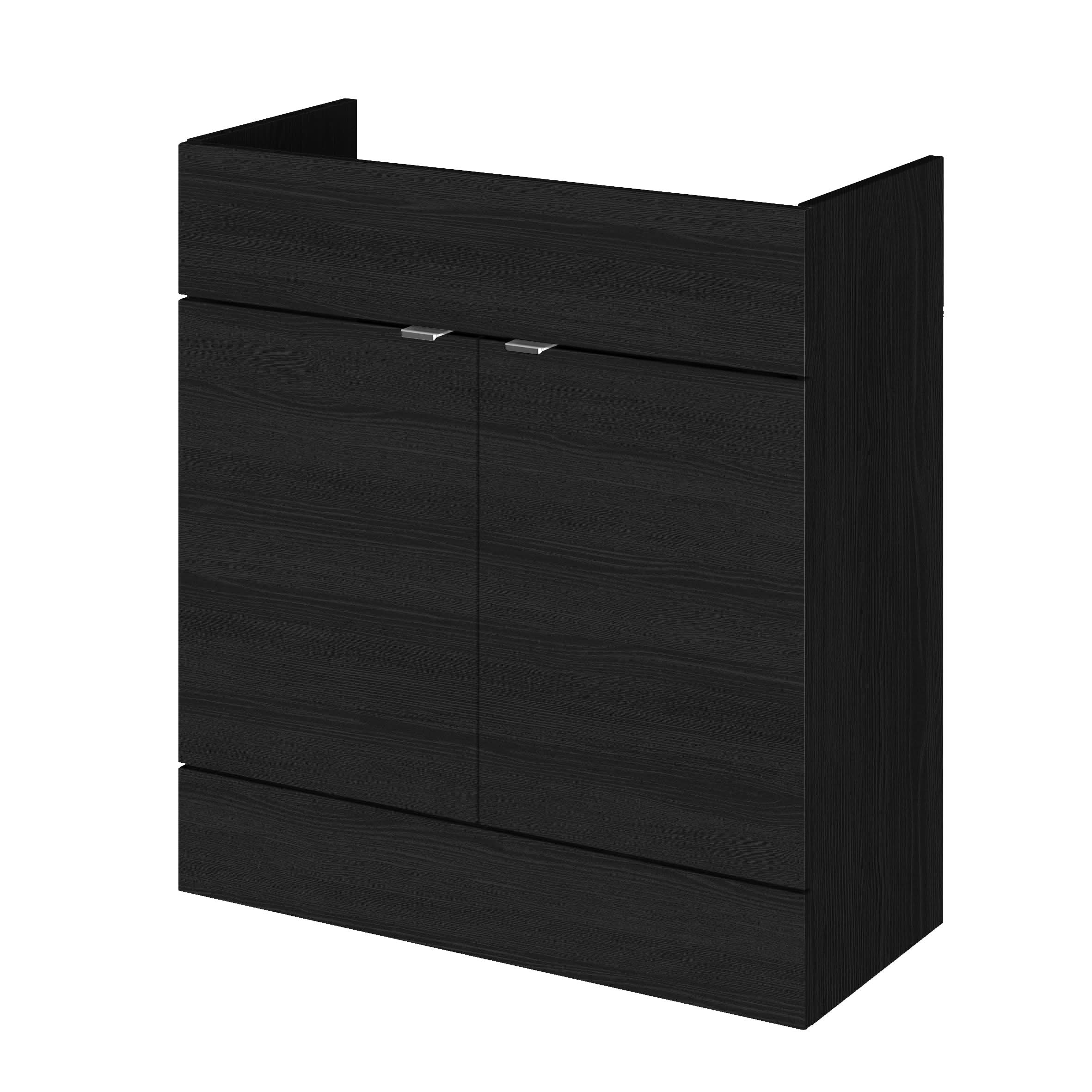 Hudson Reed Fusion Fitted Floor Standing Vanity Unit, 1 Soft Close Door Compact Bathroom Unit in Charcoal Black, 800mm (355Mm Deep)