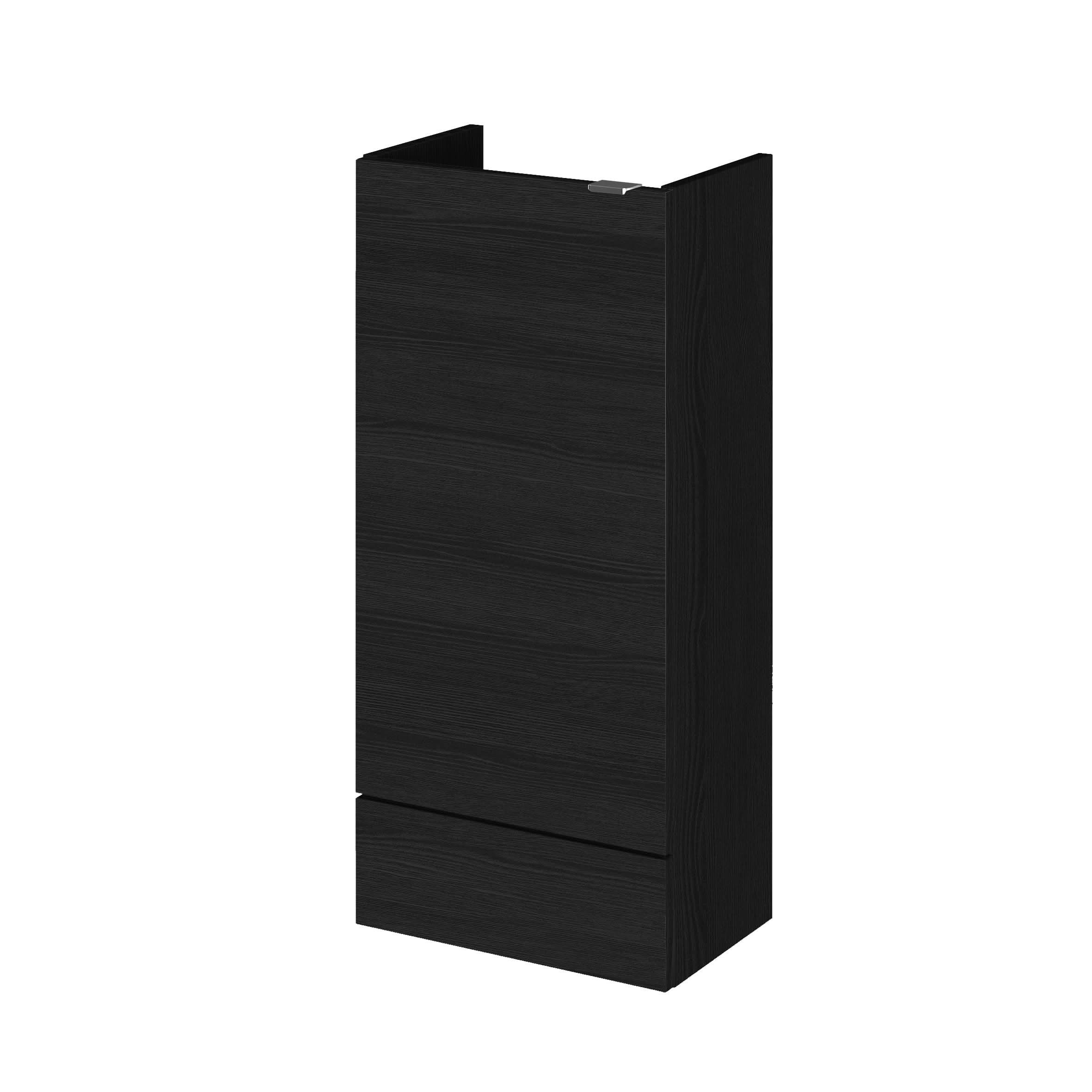 Hudson Reed Fusion Floor Standing Compact Base Unit, Bathroom Vanity Unit with Soft Close Door & Storage in Charcoal Black, 400mm