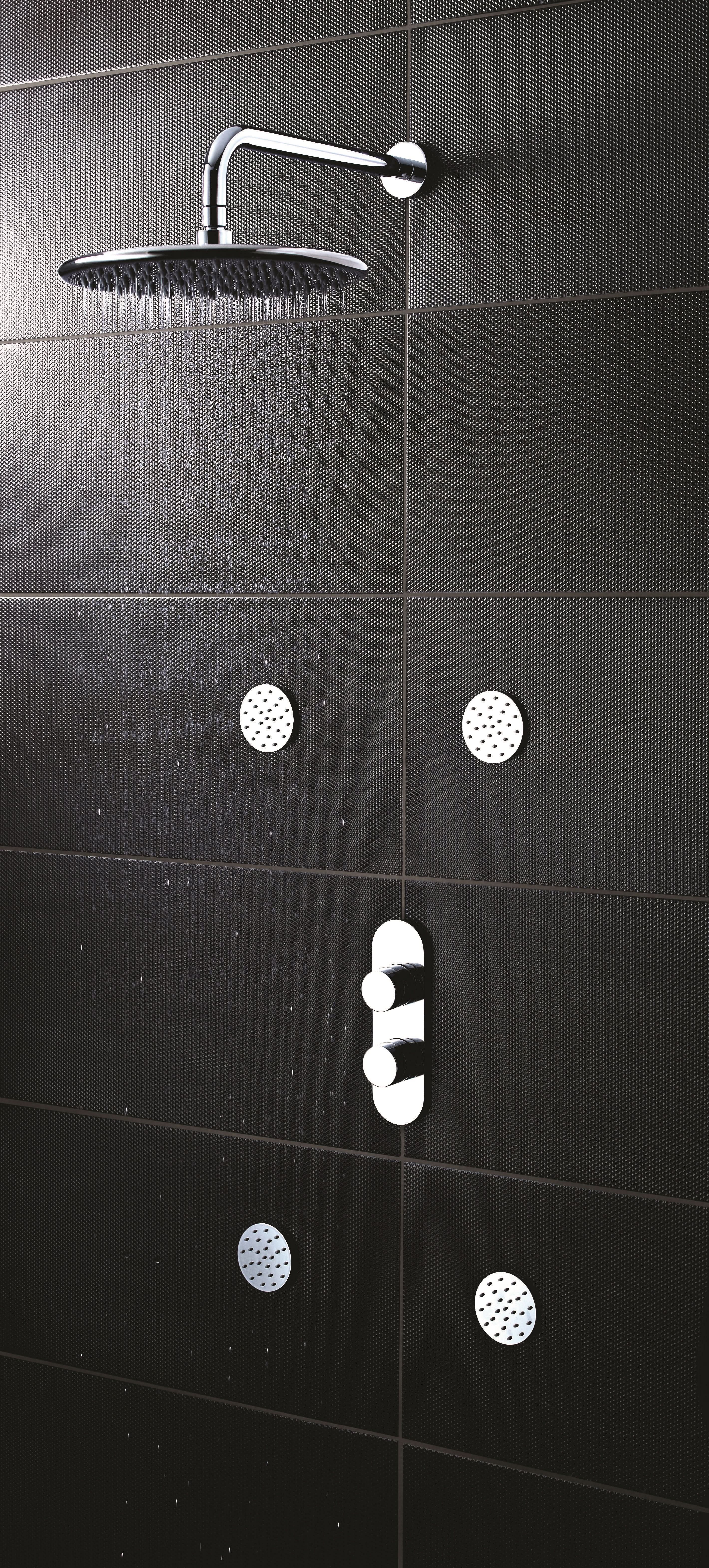 Hudson Reed Indus Twin Thermostatic Concealed Shower Valve with Diverter, Dual Round Handle Control in Round Backplate with Vertical/Horizontal Fit in Premium Chrome Finish