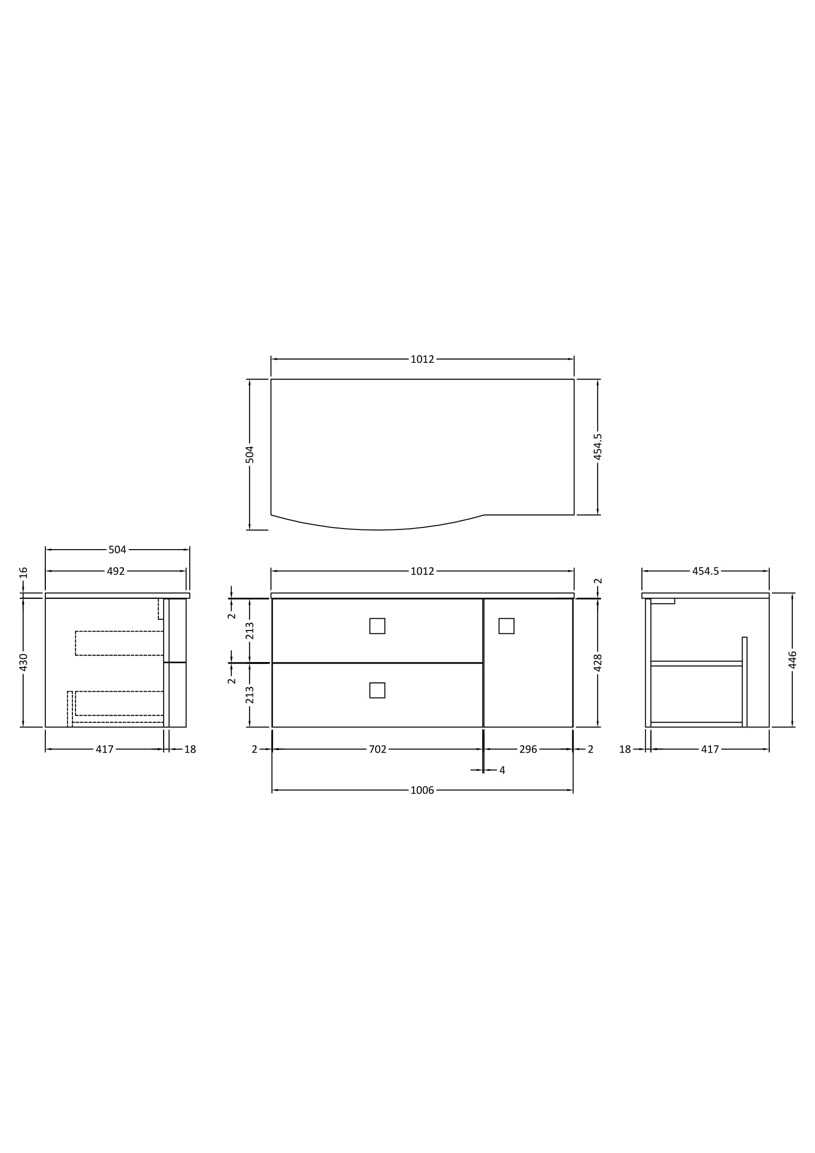 Hudson Reed Sarenna Wall Hung Left Hand 2 Drawer 1 Door White Countertop Basin Vanity Unit, Durable Soft-Close Cabinet Bathroom Furniture in Dove Grey, 1000mm