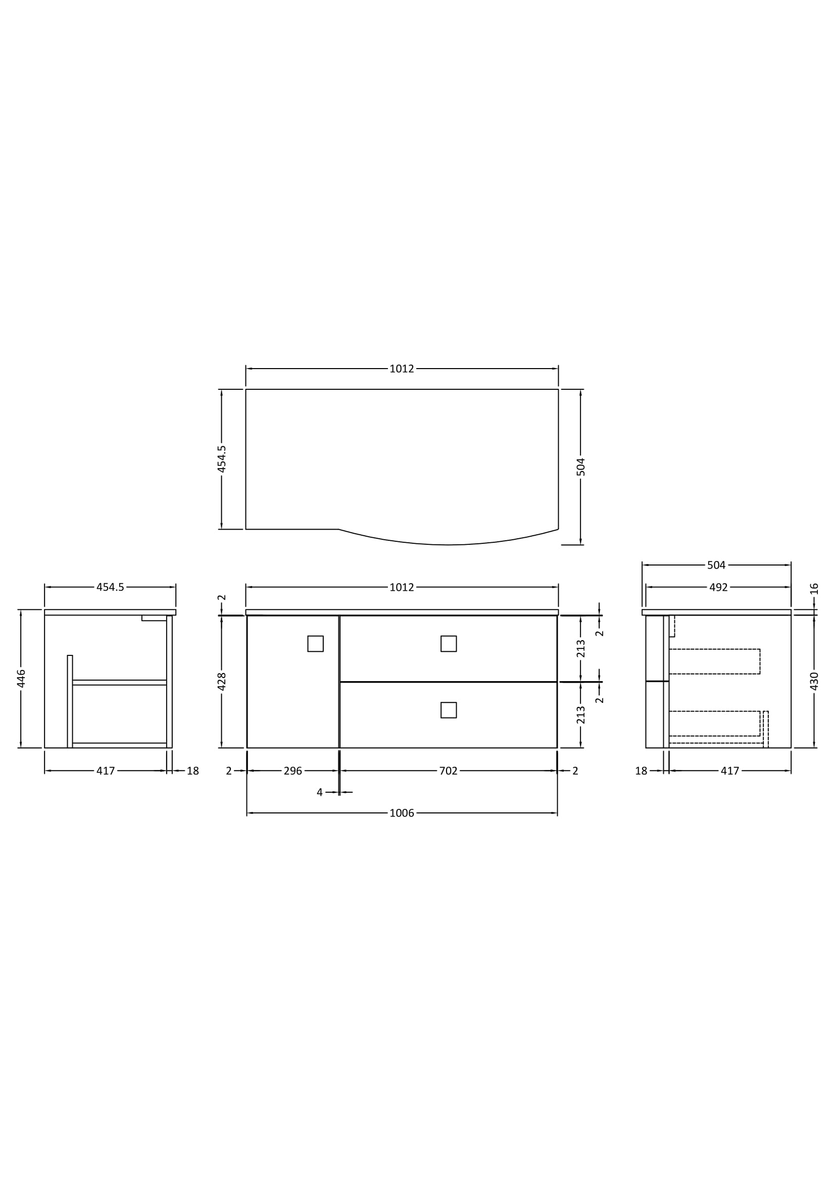 Hudson Reed Sarenna Wall Hung Right Hand 2 Drawer 1 Door White Countertop Basin Vanity Unit, Durable Soft-Close Cabinet Bathroom Furniture in Dove Grey, 1000mm