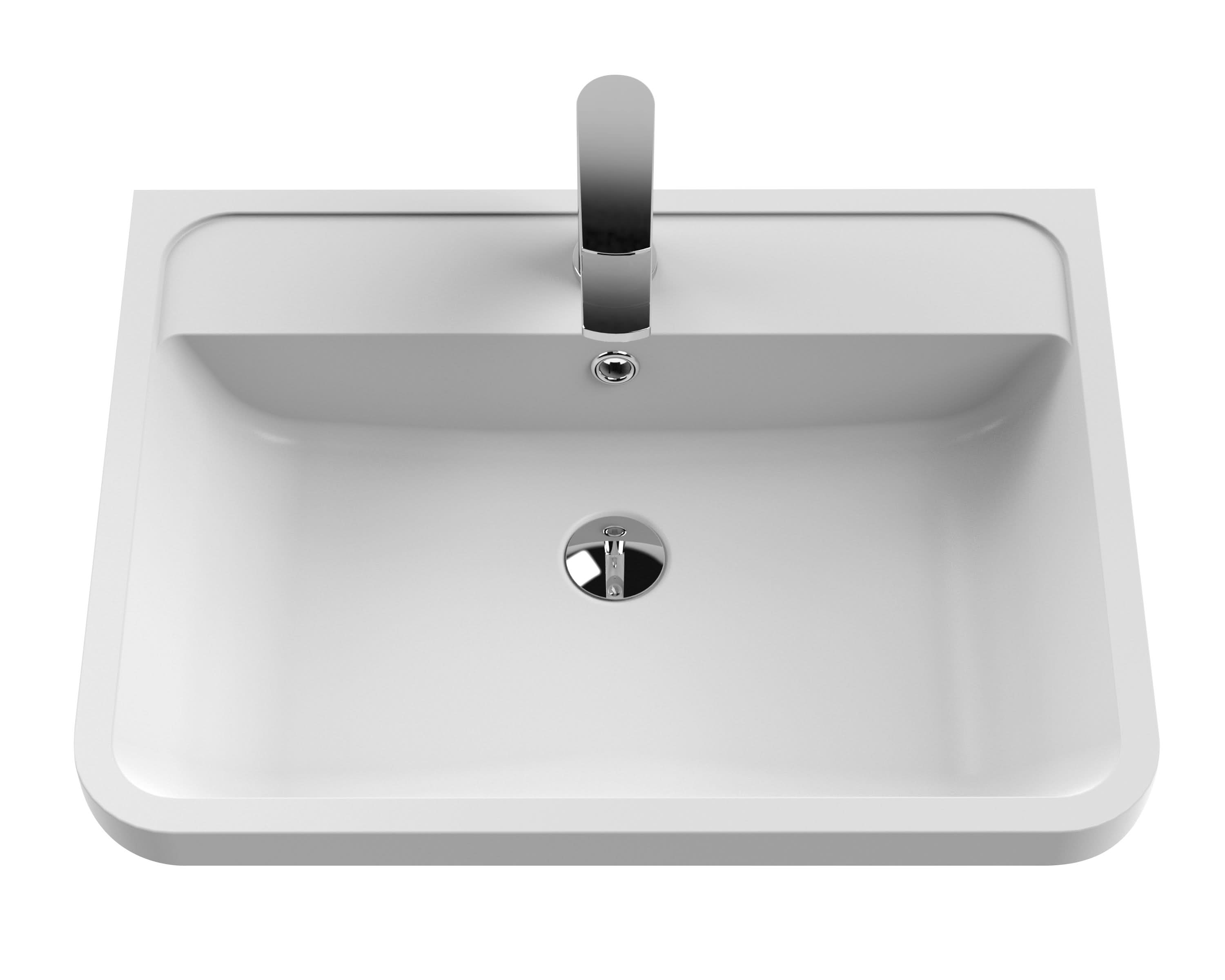 Hudson Reed Solar Floor Standing 2 Door Vanity Unit with Polymarble Basin, Durable Modern Vanity Unit in Cool Grey, 600mm