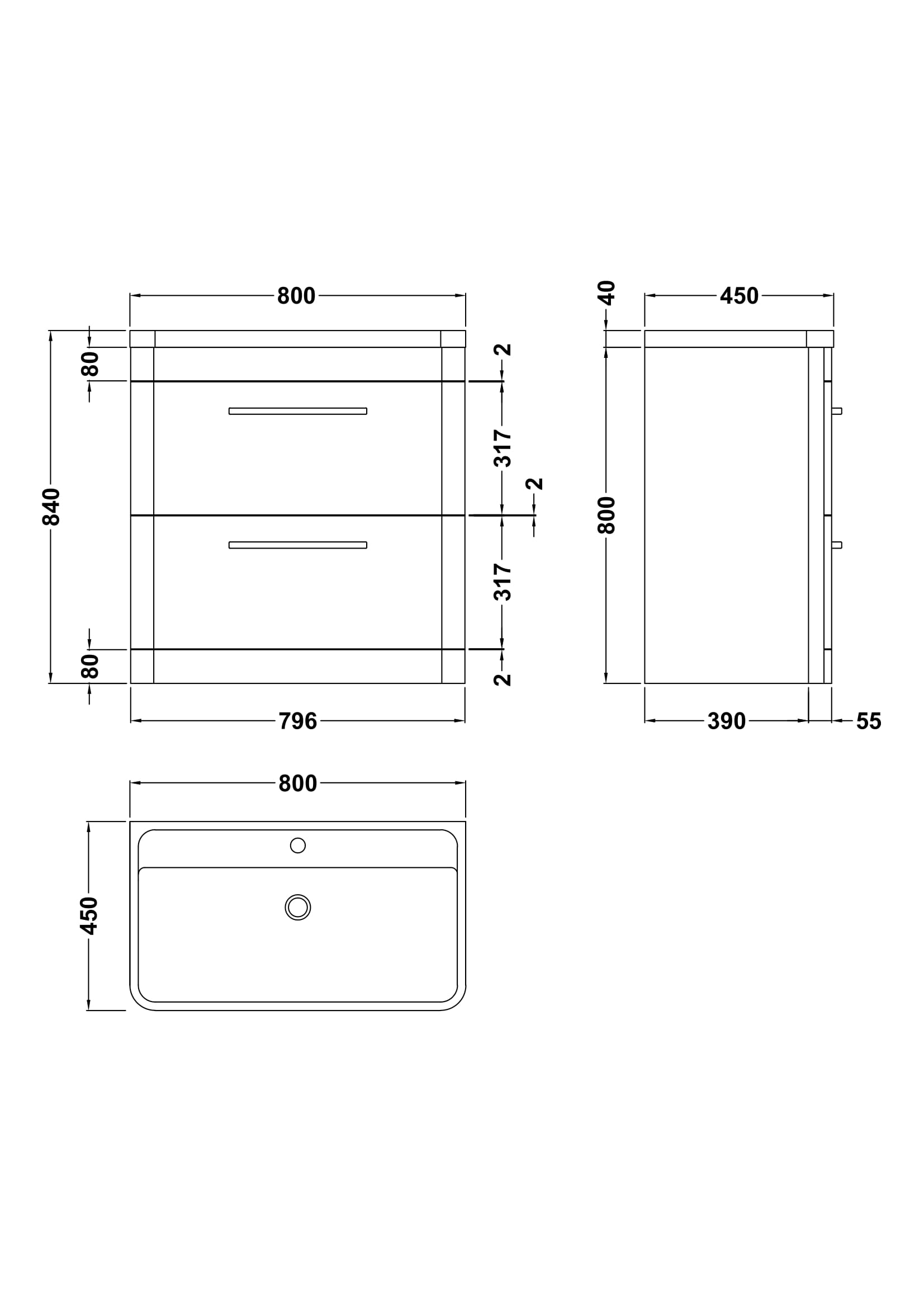 Hudson Reed Solar Floor Standing 2 Door Vanity Unit with Polymarble Basin, Durable Modern Vanity Unit in Cool Grey, 800mm