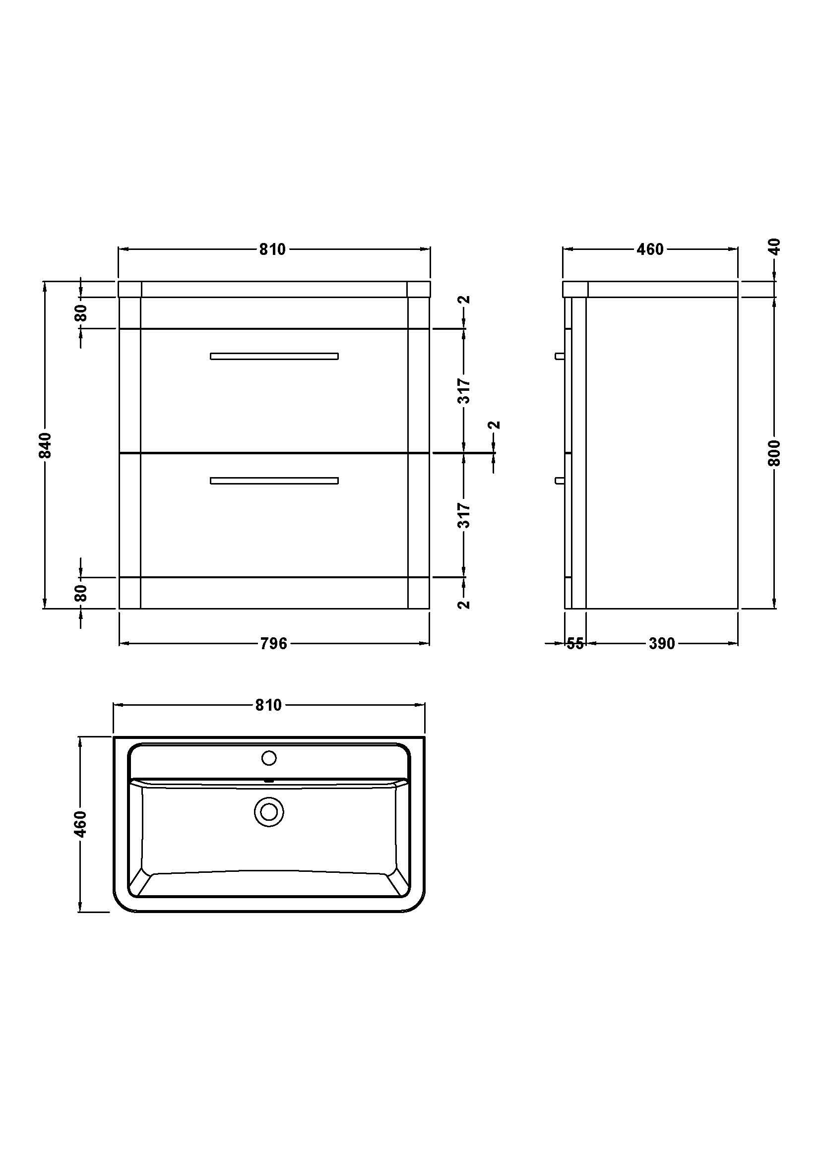 Hudson Reed Solar Floor Standing 2 Door Vanity Unit with Ceramic Basin, Durable Modern Vanity Unit in Cool Grey, 800mm