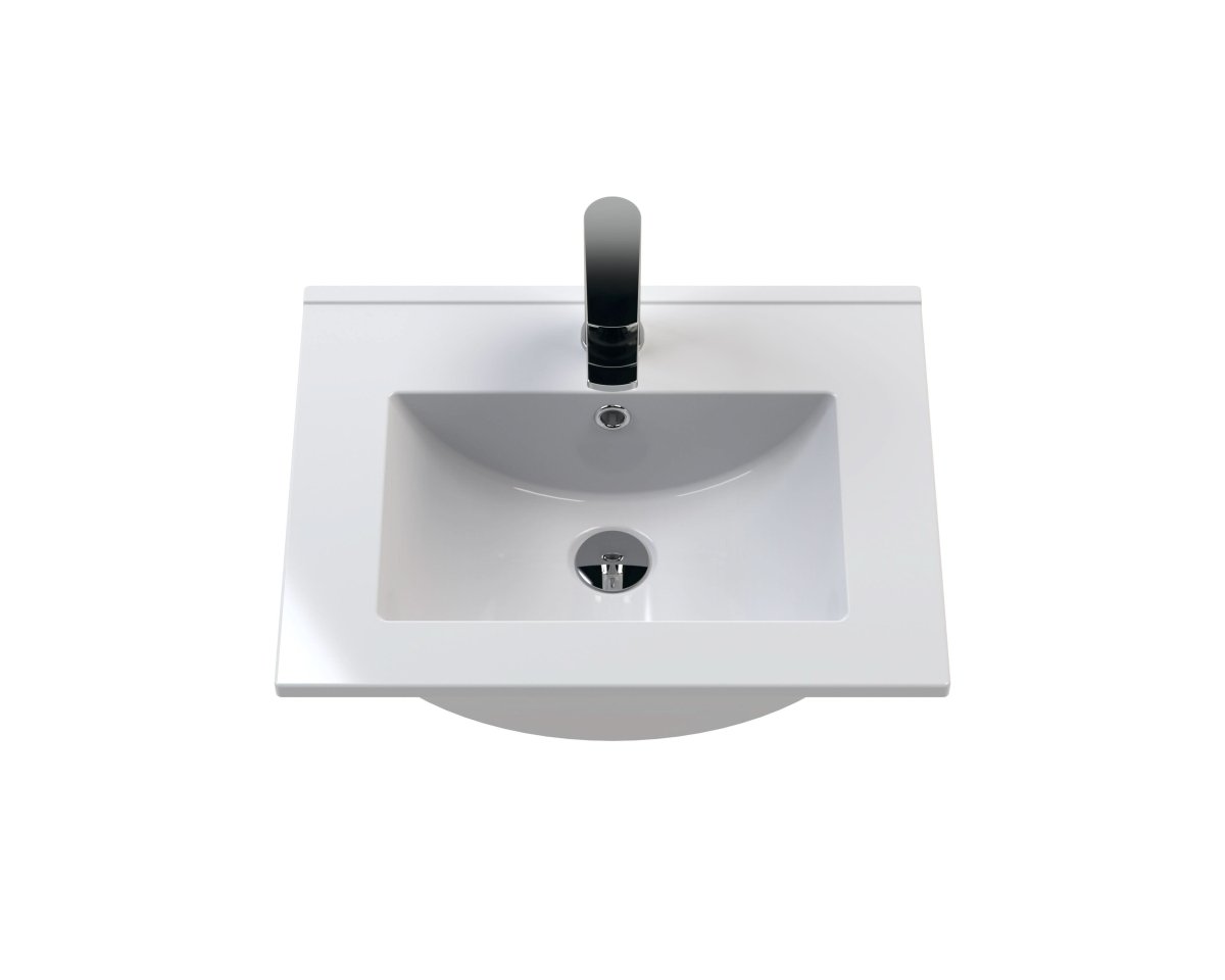 Hudson Reed Urban Floor Standing 2 Door 1 Drawer Vanity Unit with Minimalist Basin, Modern Vanity Unit in Satin White, 500mm