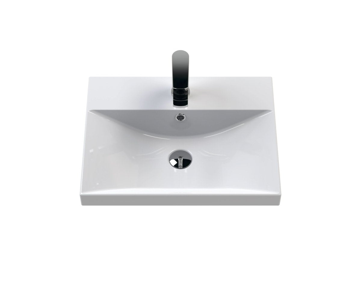 Hudson Reed Urban Floor Standing 2 Door 1 Drawer Vanity Unit with Thin-Edge Basin, Modern Vanity Unit in Satin White, 500mm