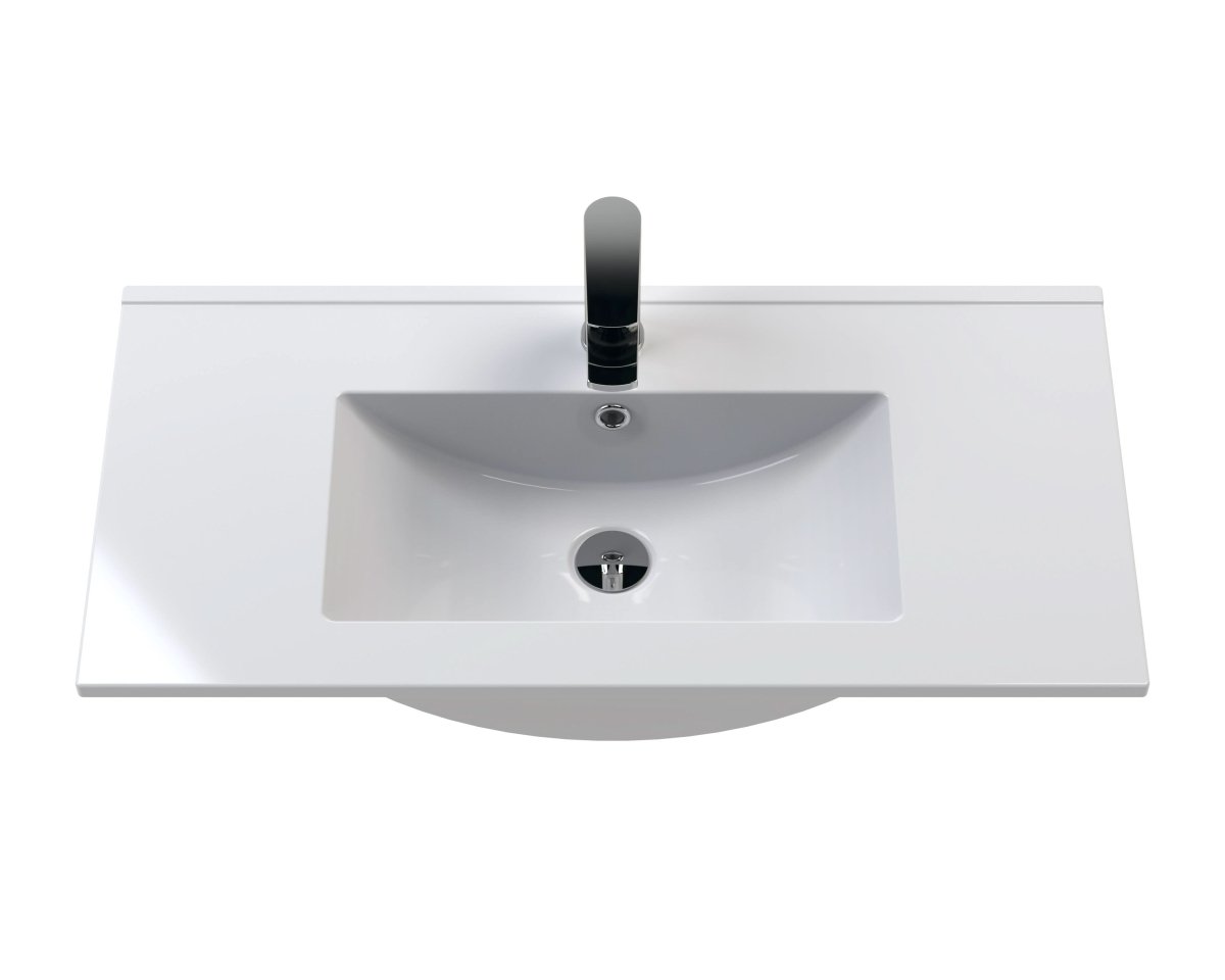 Hudson Reed Urban Floor Standing 2 Door 1 Drawer Vanity Unit with Minimalist Basin, Modern Vanity Unit in Satin White, 800mm