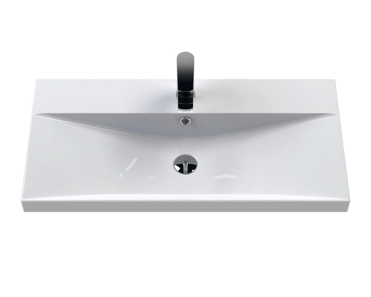 Hudson Reed Urban Floor Standing 2 Door 1 Drawer Vanity Unit with Thin-Edge Basin, Modern Vanity Unit in Satin White, 800mm