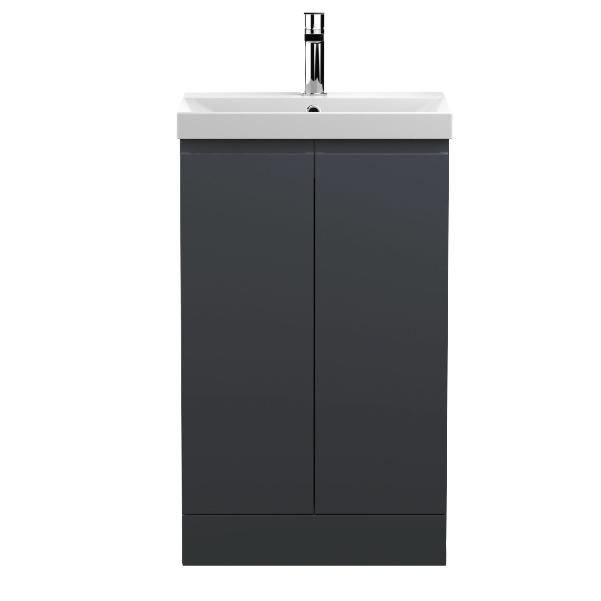 Hudson Reed Urban Floor Standing 2 Soft Close Door Vanity Unit with Thin-Edge Basin, Modern Vanity Unit in Soft Black, 800mm