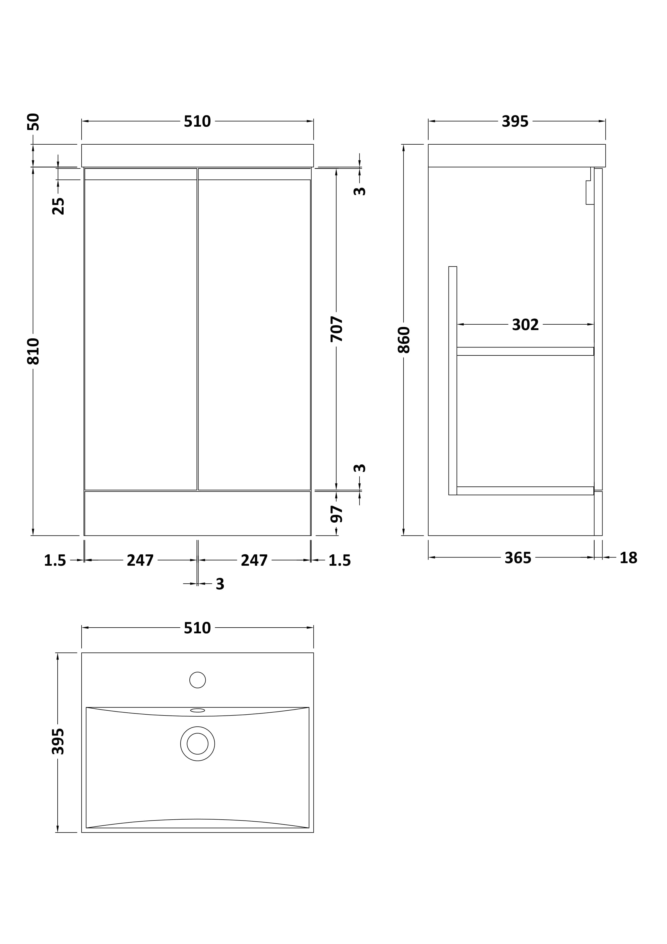 Hudson Reed Urban Floor Standing 2 Soft Close Door Vanity Unit with Thin-Edge Basin, Modern Vanity Unit in Soft Black, 800mm