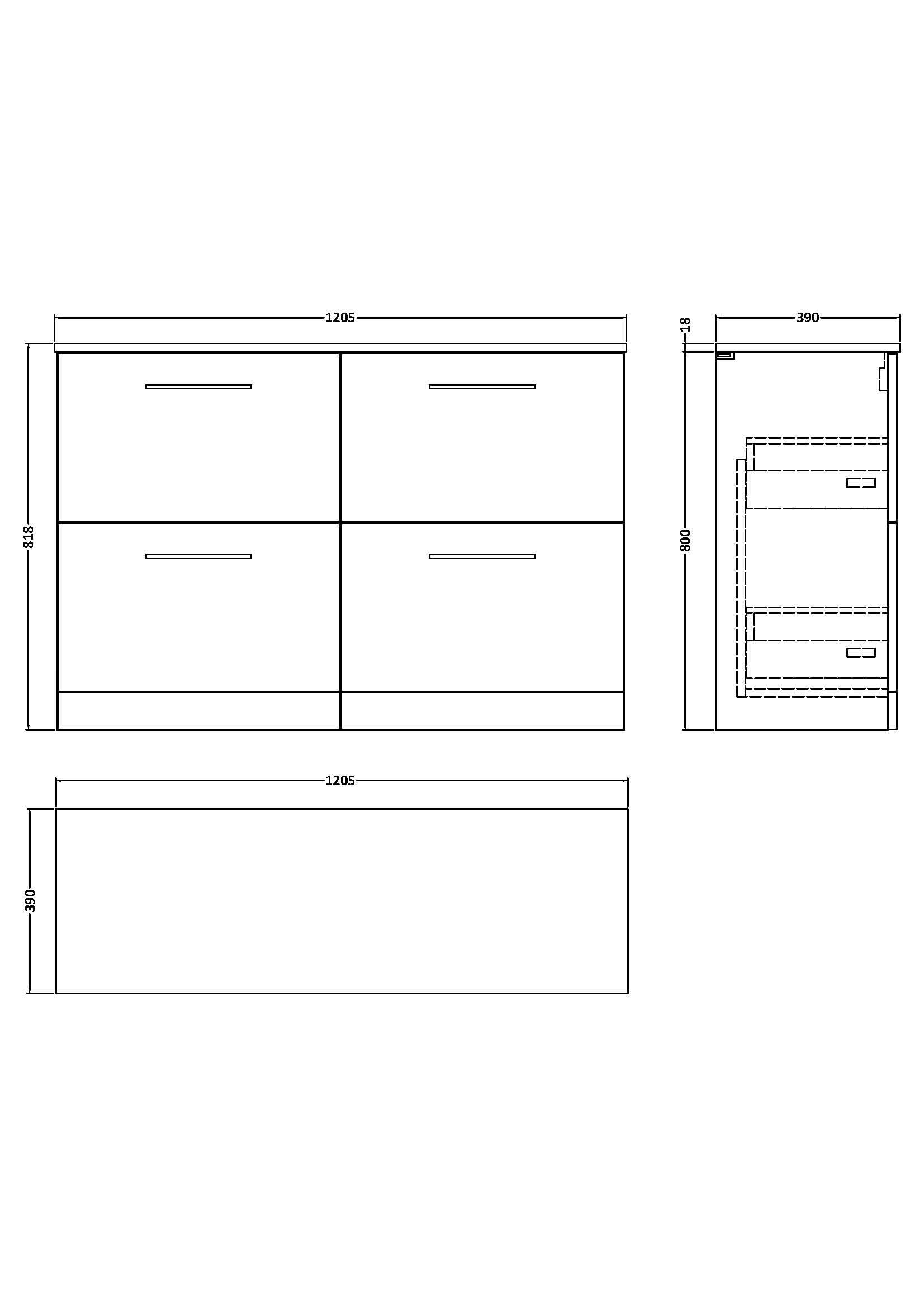 Nuie Arno Floor Standing 4 Drawer Vanity Unit & Laminate Worktop, Stylish Bathroom Vanity Unit in Soft Black, 1200mm
