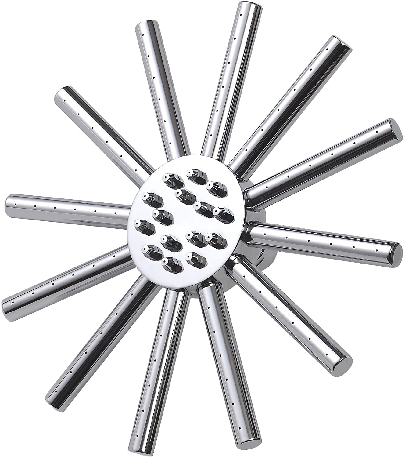 iBathUK Orbis Star Fixed Rainfall Brass Shower Head Easy Clean Swivel Joint, Modern Bathroom Accessories, Chrome, 8 Inch