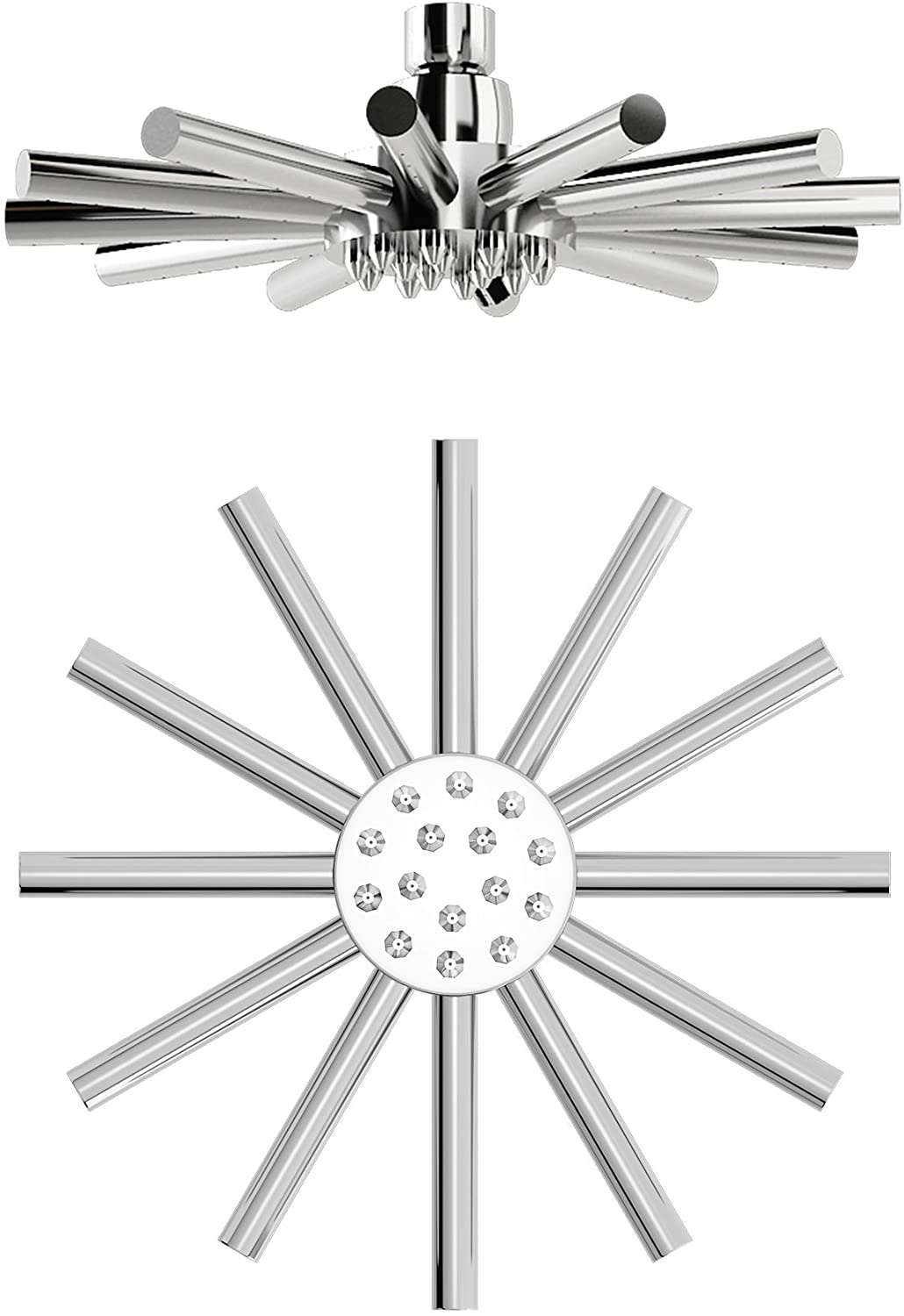 iBathUK Orbis Star Fixed Rainfall Brass Shower Head Easy Clean Swivel Joint, Modern Bathroom Accessories, Chrome, 8 Inch