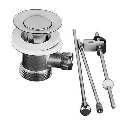 iBathUK Lyra Rod Lever Pop Up Slotted Sink Waste with Modern Brass Bathroom Plug, Slotted Basin Waste, Chrome