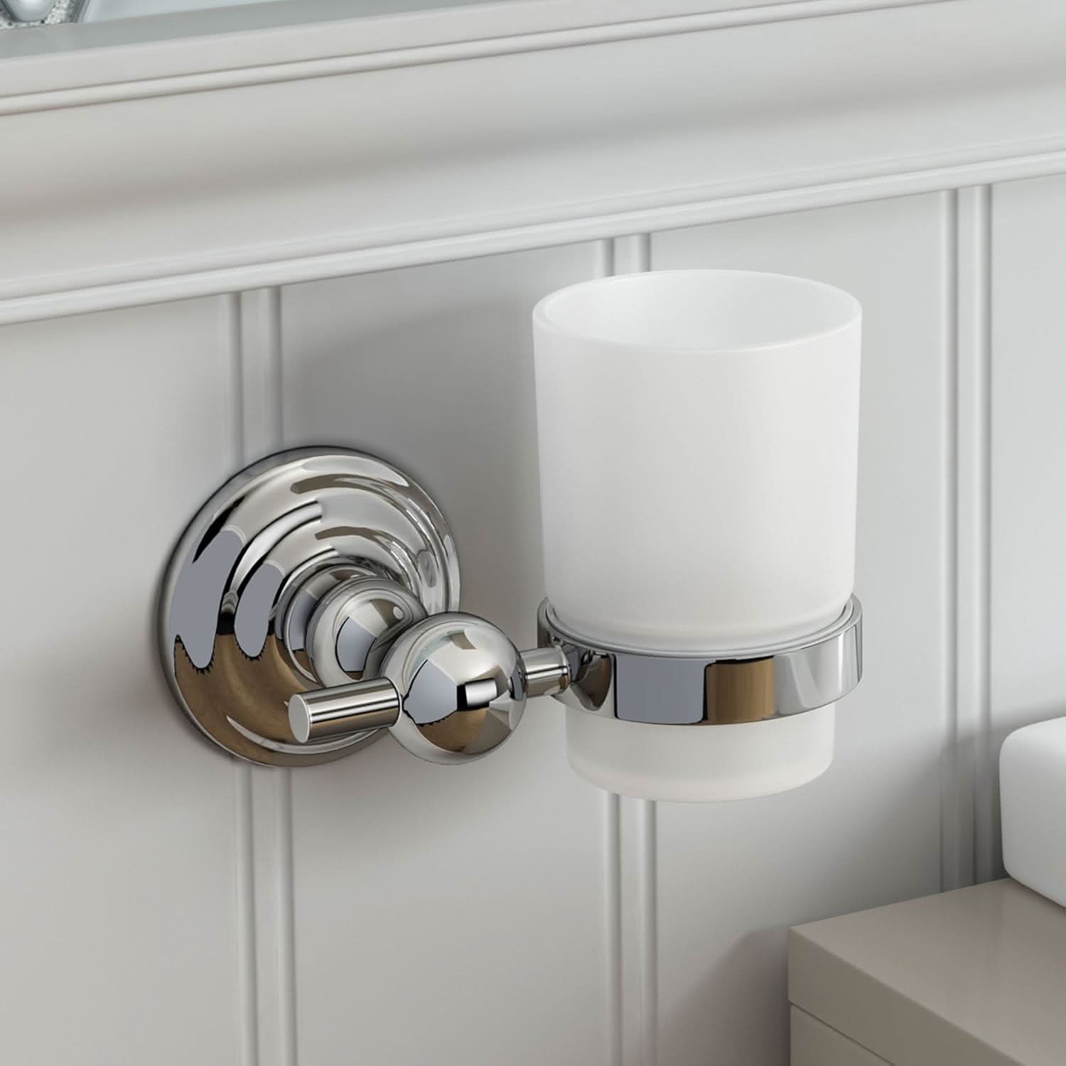iBathUK Ardent Traditional Bathroom Accessory Set, Wall Mounted Chrome Soap Dish & Toothbrush Holder with Classic Detailing