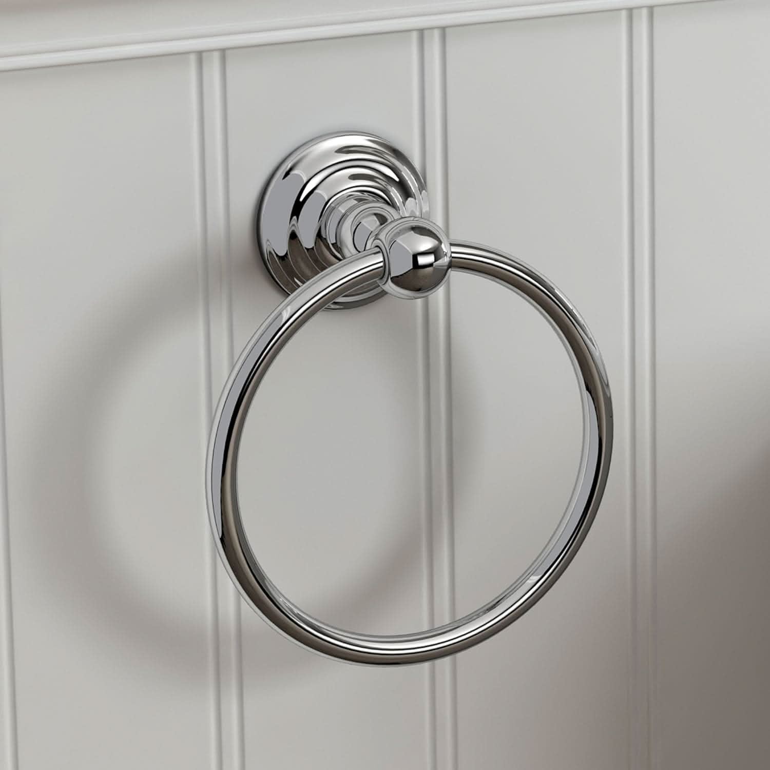 iBathUK Ardent Traditional Bathroom Accessory Set, Chrome Towel Ring & Toilet Roll Holder Wall Mounted Classic 2 Piece Kit