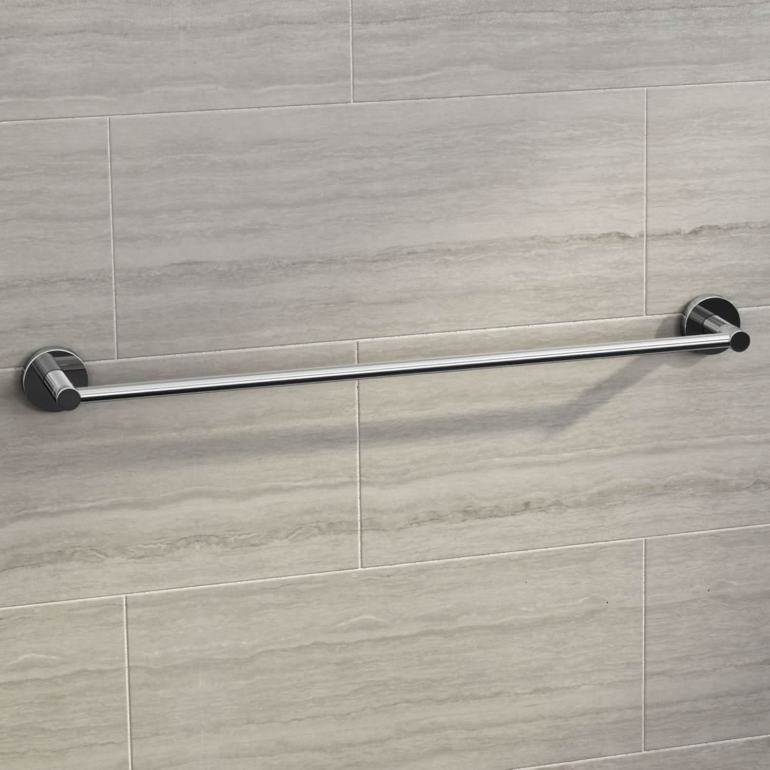 iBathUK Lumo Designer Bathroom Accessory Set, Chrome Wall Mounted Towel Rail & Toilet Roll Holder for Stylish Modern Bathrooms