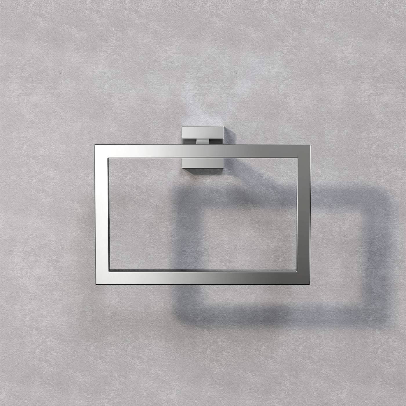 iBathUK Vanta Modern Bathroom Accessory Set, Chrome Towel Ring & Toilet Roll Holder 2 Piece Wall Mounted Set