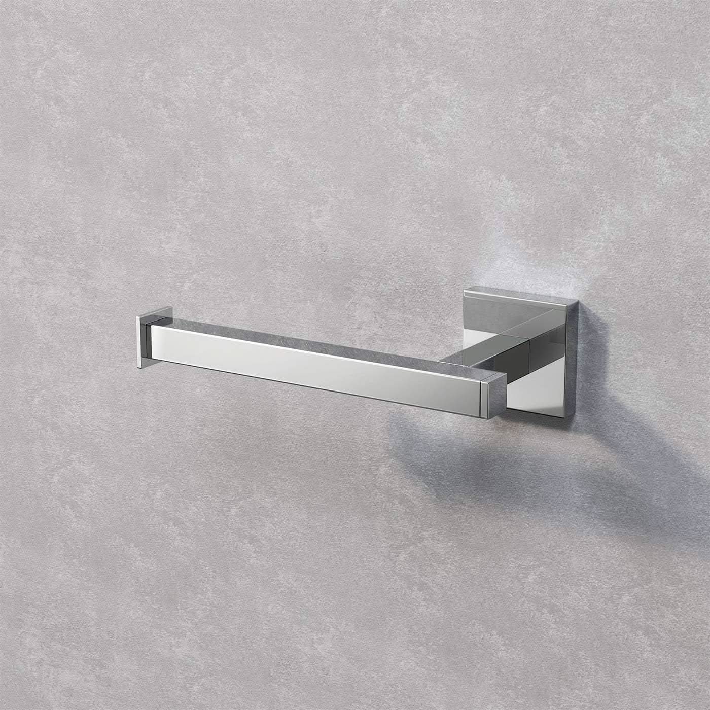 iBathUK Vanta Modern Bathroom Accessory Set, Chrome Towel Ring & Toilet Roll Holder 2 Piece Wall Mounted Set