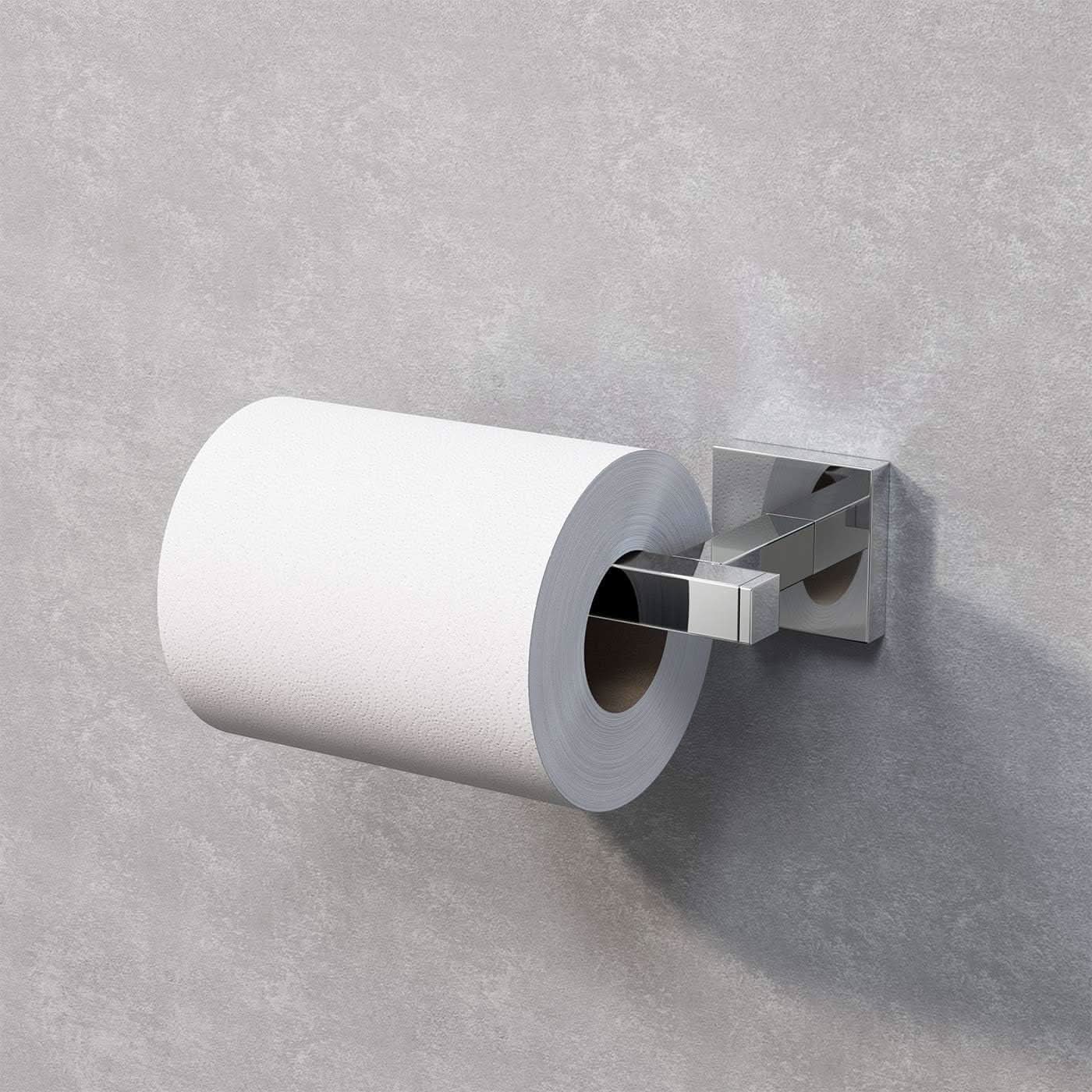 iBathUK Vanta Modern Bathroom Accessory Set, Chrome Towel Ring & Toilet Roll Holder 2 Piece Wall Mounted Set