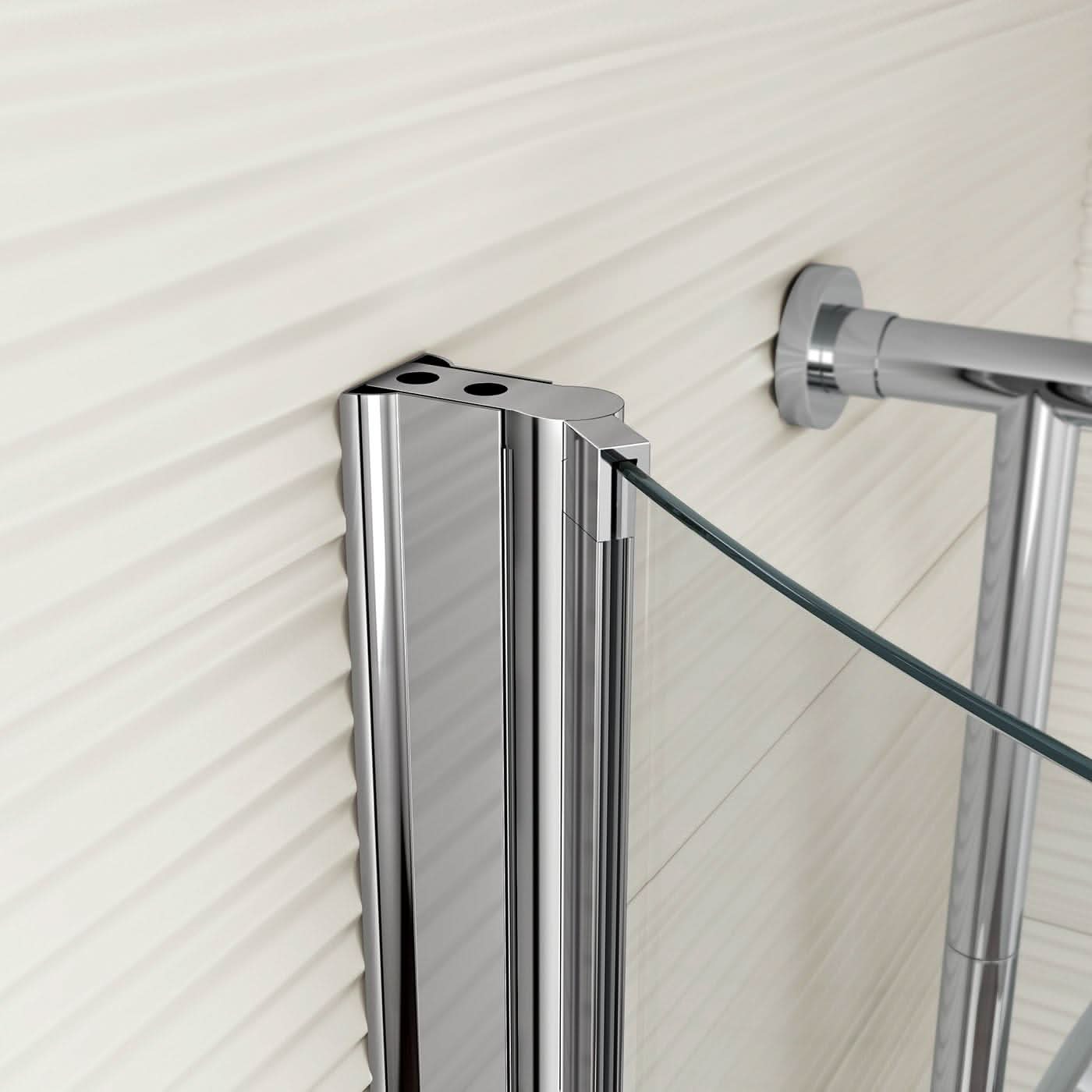 iBathUK Strux Left Hand P-Shaped Shower Bath with Screen, Rail & Front Panel, Modern P Shaped Bath with Screen, 1700 x 850mm