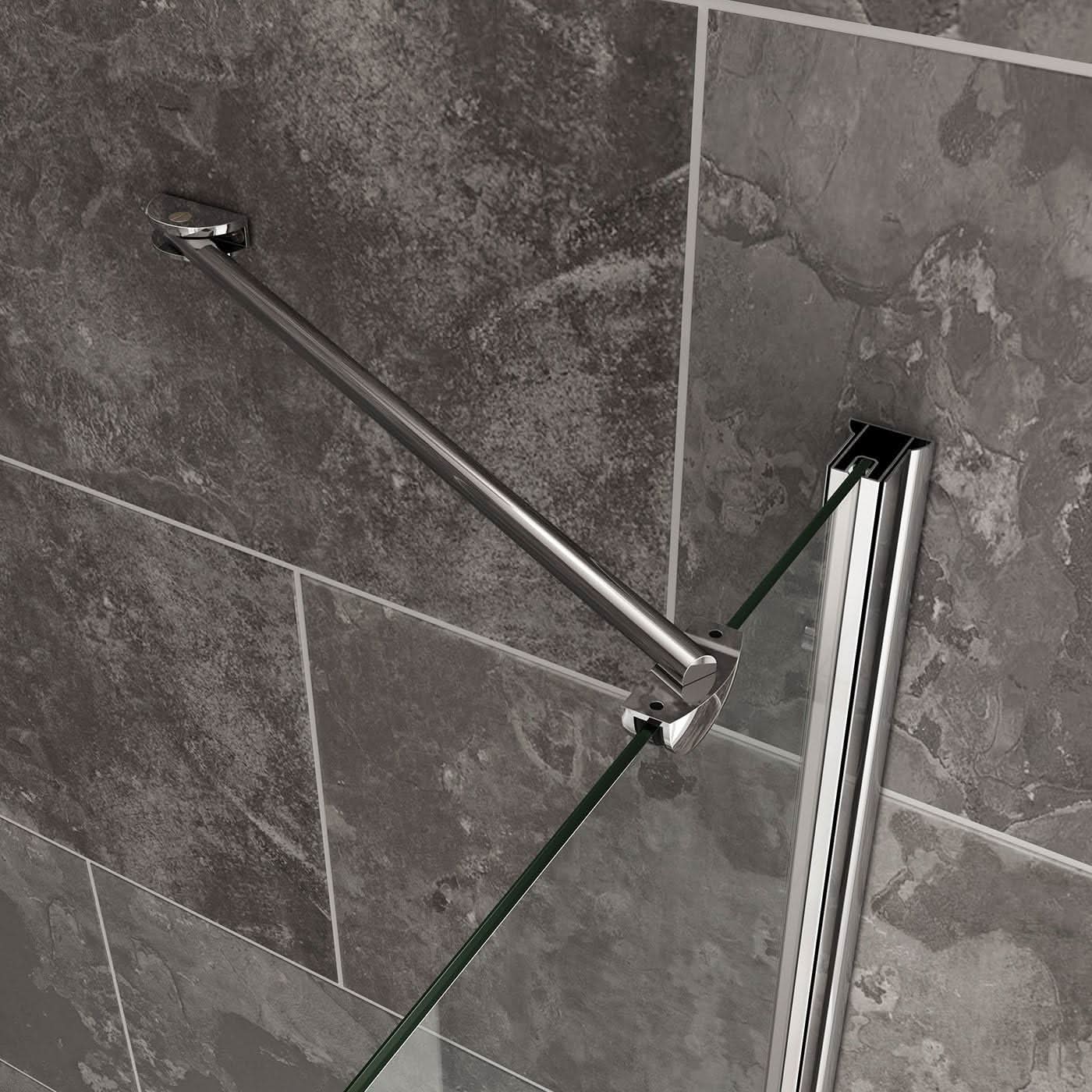 iBathUK Strux Right Hand L-Shaped Shower Bath, Modern Acrylic Bath with Toughened Glass Screen Included, P Shaped Bath with Screen, 1700 x 850mm