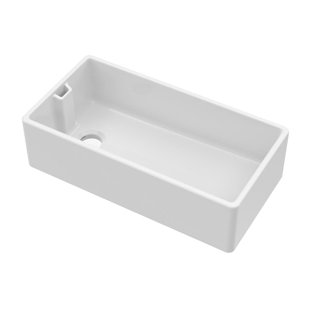 Nuie Belfast Sink, Extra Large White Fireclay Kitchen Sink with Timeless Design and Spacious Bowl, 895 x 460 x 245mm