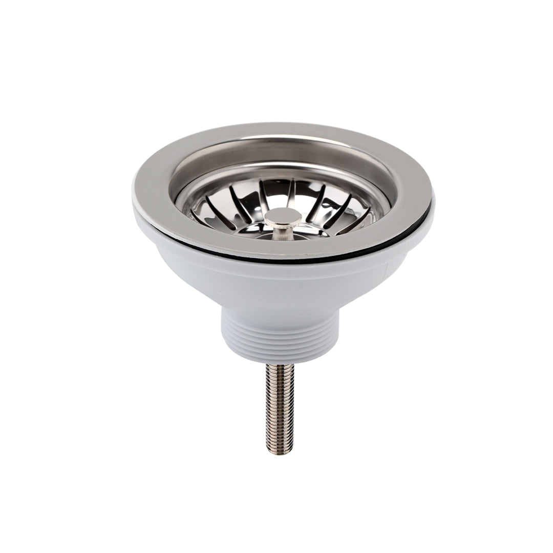 Nuie Fireclay Sinks Pull Out Basket Strainer Waste without Overflow, Kitchen Sink Waste Strainer, Chrome,90mm