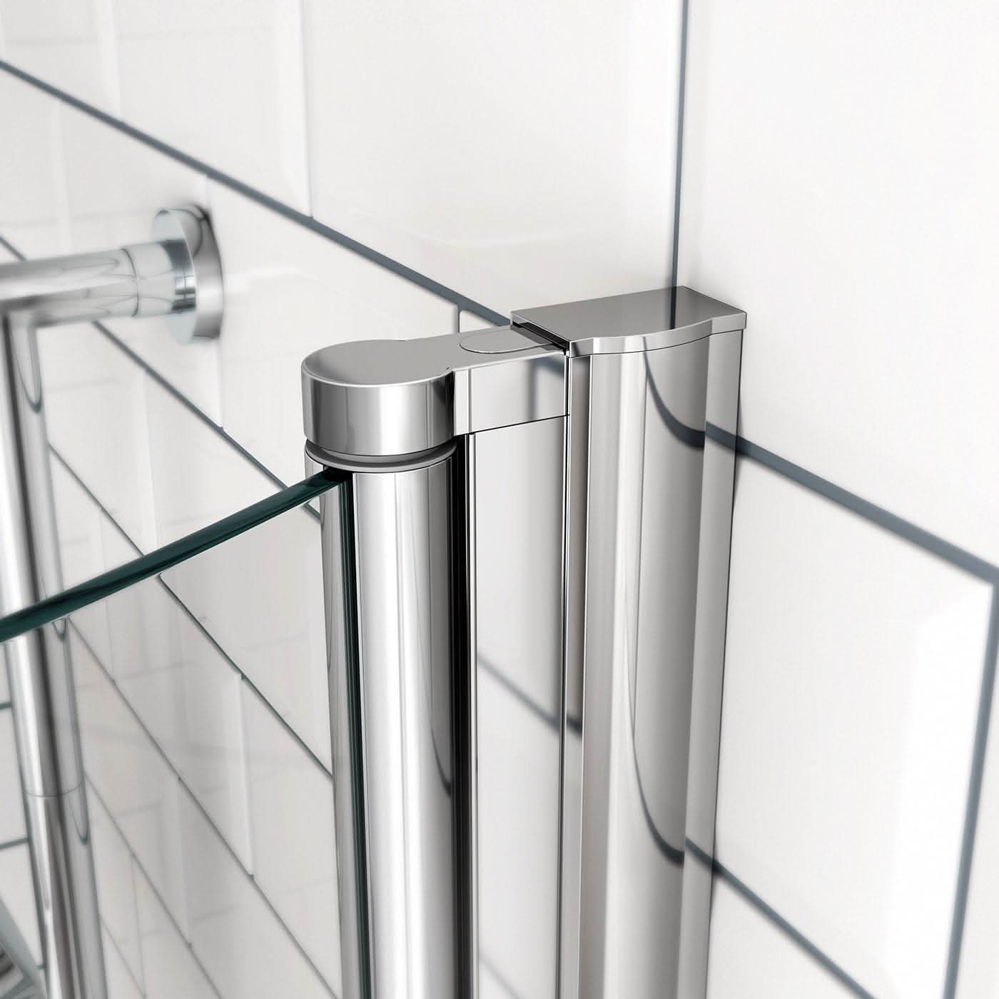 iBathUK Solna P-Shaped Shower Bath Set, Modern Acrylic Bathtub with 6mm Glass Screen, P Shaped Bathtub Panel, Chrome Rail & Matching Front Panel