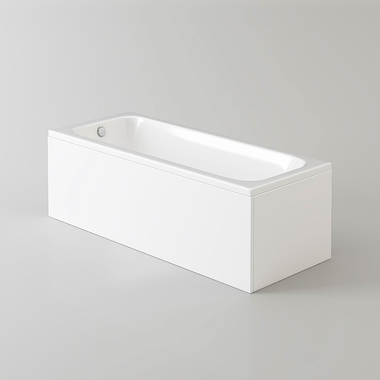 iBathUK Arvon Luxury Single Ended Bath, Compact Straight Acrylic Bathtub with Matching Front Panel for Modern Bathrooms, 1500mm