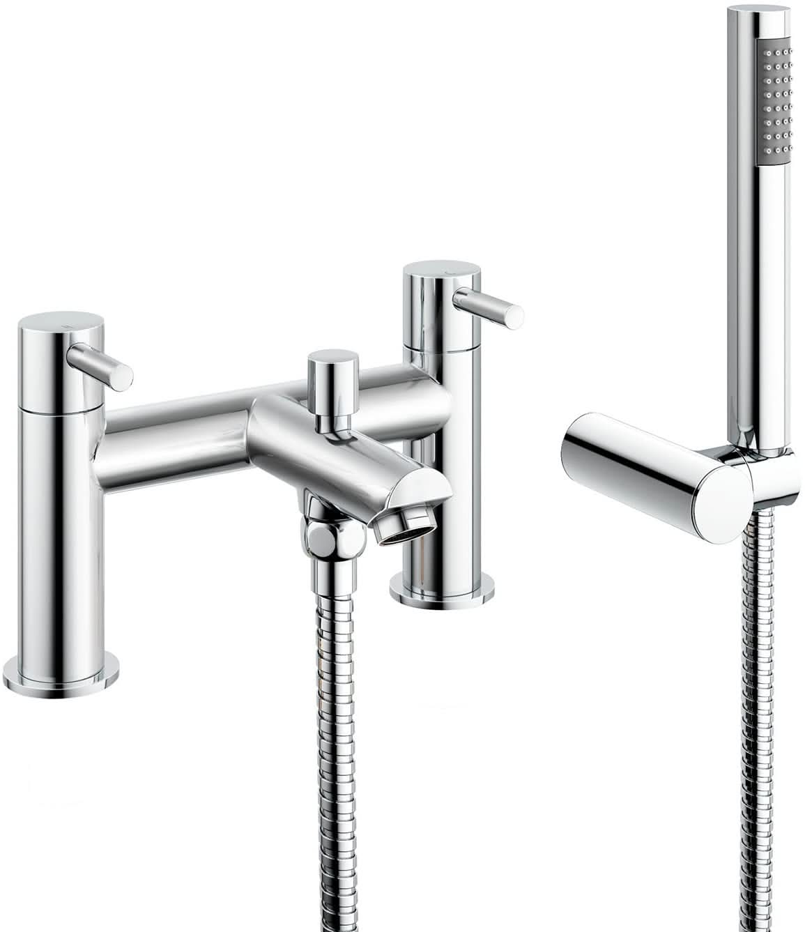 iBathUK Delta Pair of Hot and Cold Basin Sink Mixer Taps Bath Filler with Shower Head Set, Stylish Bathroom Basin Mixer Taps for Everyday Use